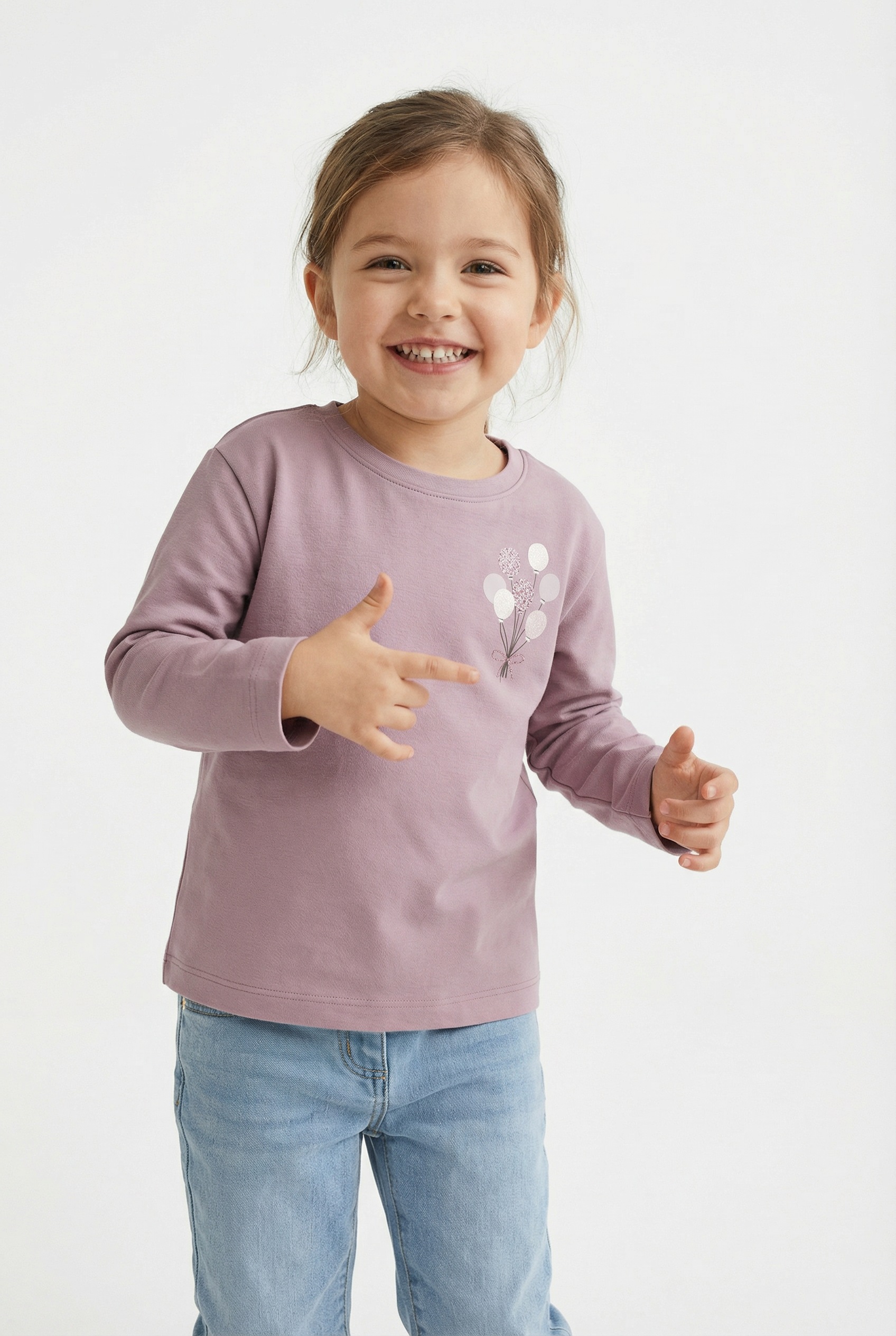 Langarmshirt NAME IT "NMFVELDA LS NREG TOP", Mädchen, Gr. 92, dawn pink print:ballons, Jersey, Obermaterial: 100% Baumwolle, bedruckt, normal, Rundhals, Shirts Langarmshirt
