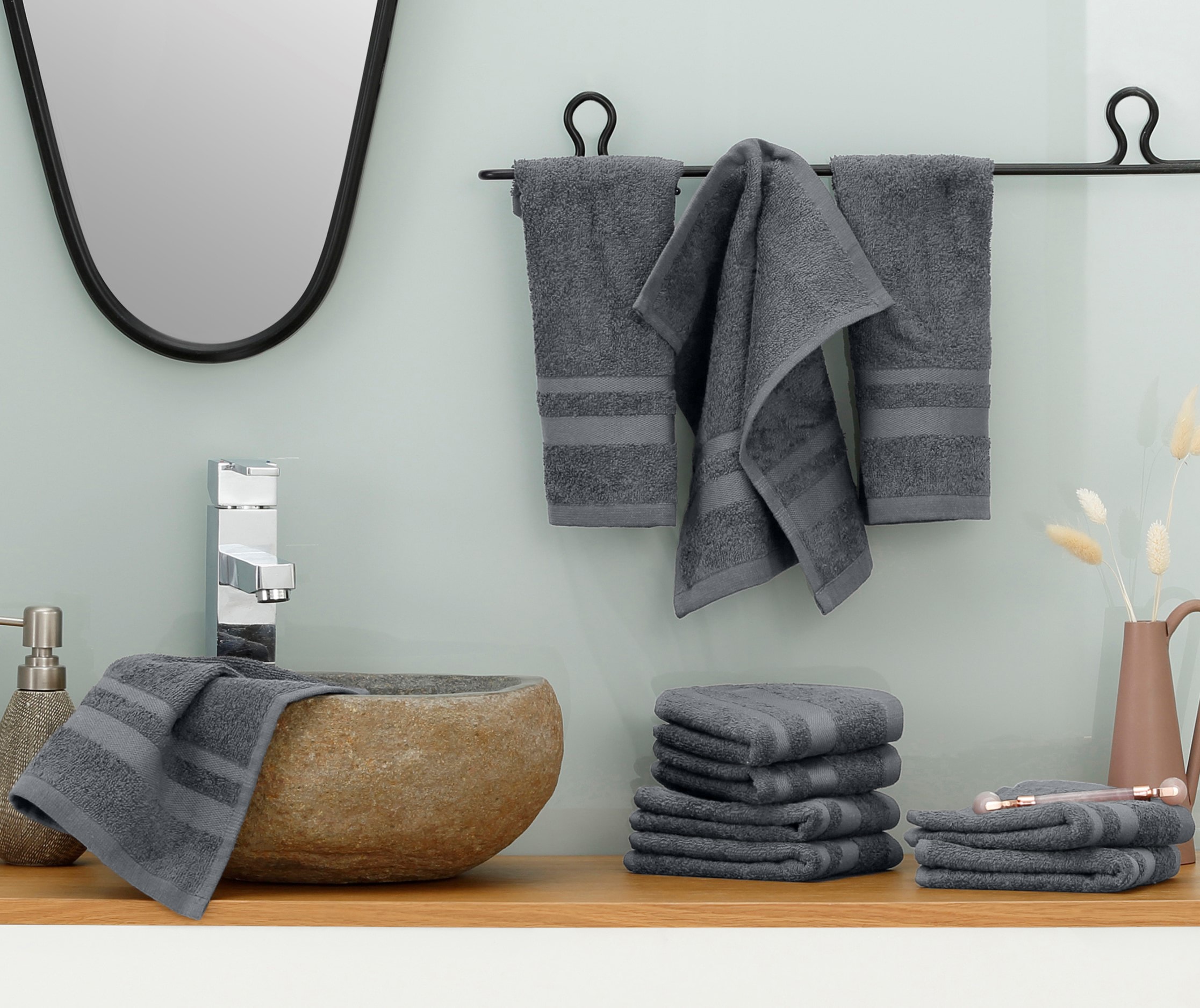 OTTO home Waschlappen »Vanessa, als Set und Serie erhältlich, 10 Seiftücher, 30x30cm« Handtücher mit Bordüre, 100% Baumwolle, einfarbig, weich