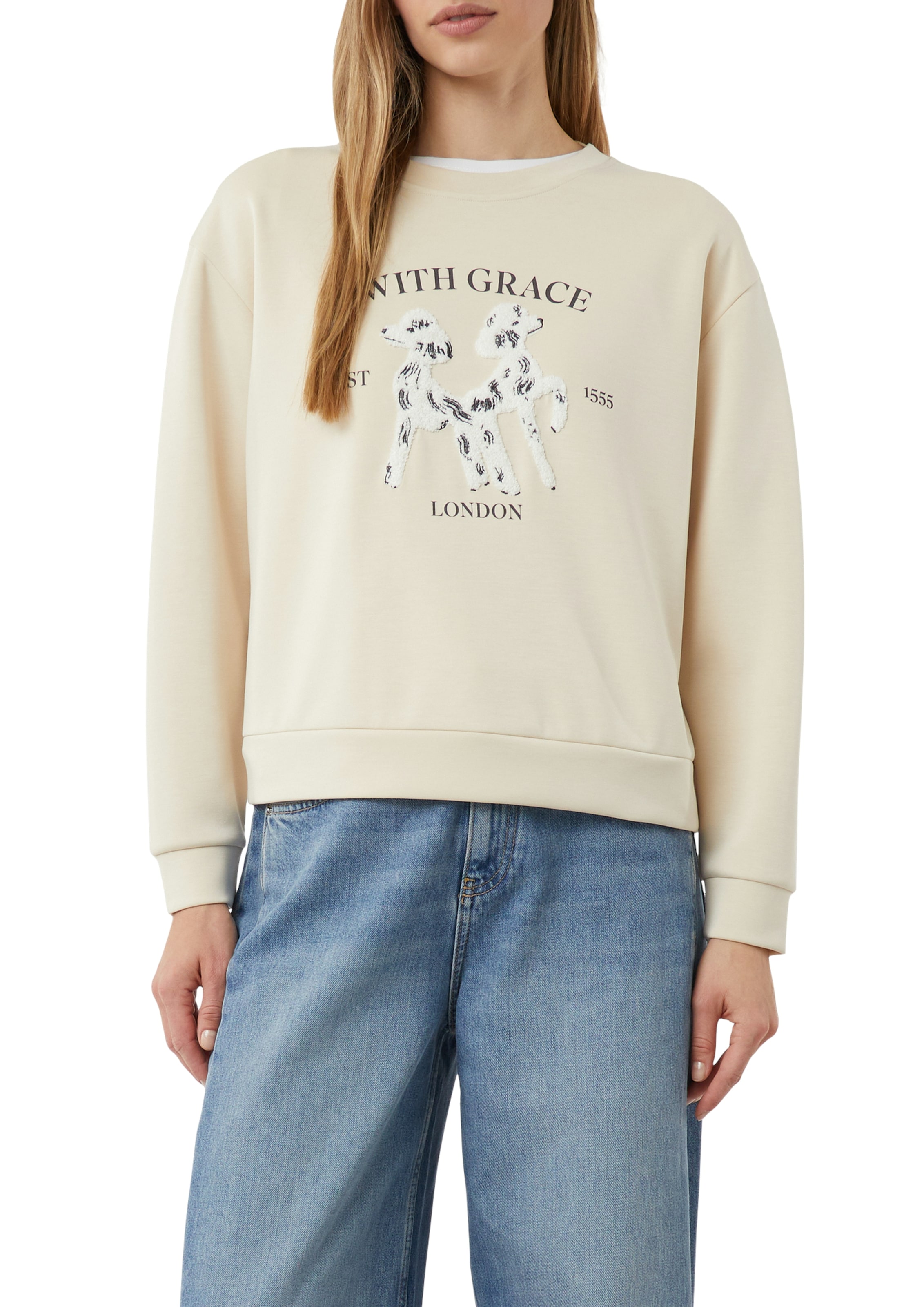 Comma Sweatshirt, mit Print und Aufnähern günstig online kaufen
