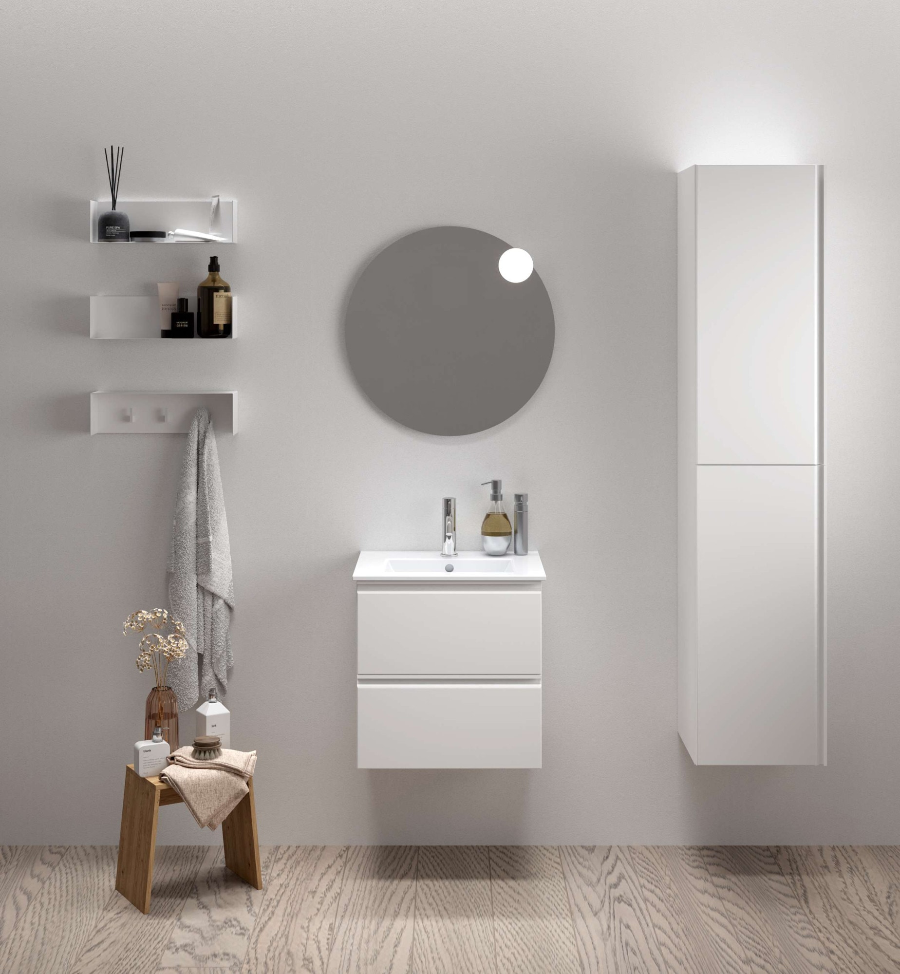 welltime Waschtisch »Cosmos in verschiedenen Ausführungen inkl. Waschbecken«, Badmöbel, Waschplatz mit 2 Schubladen, Soft-Close-Funktion, FSC®