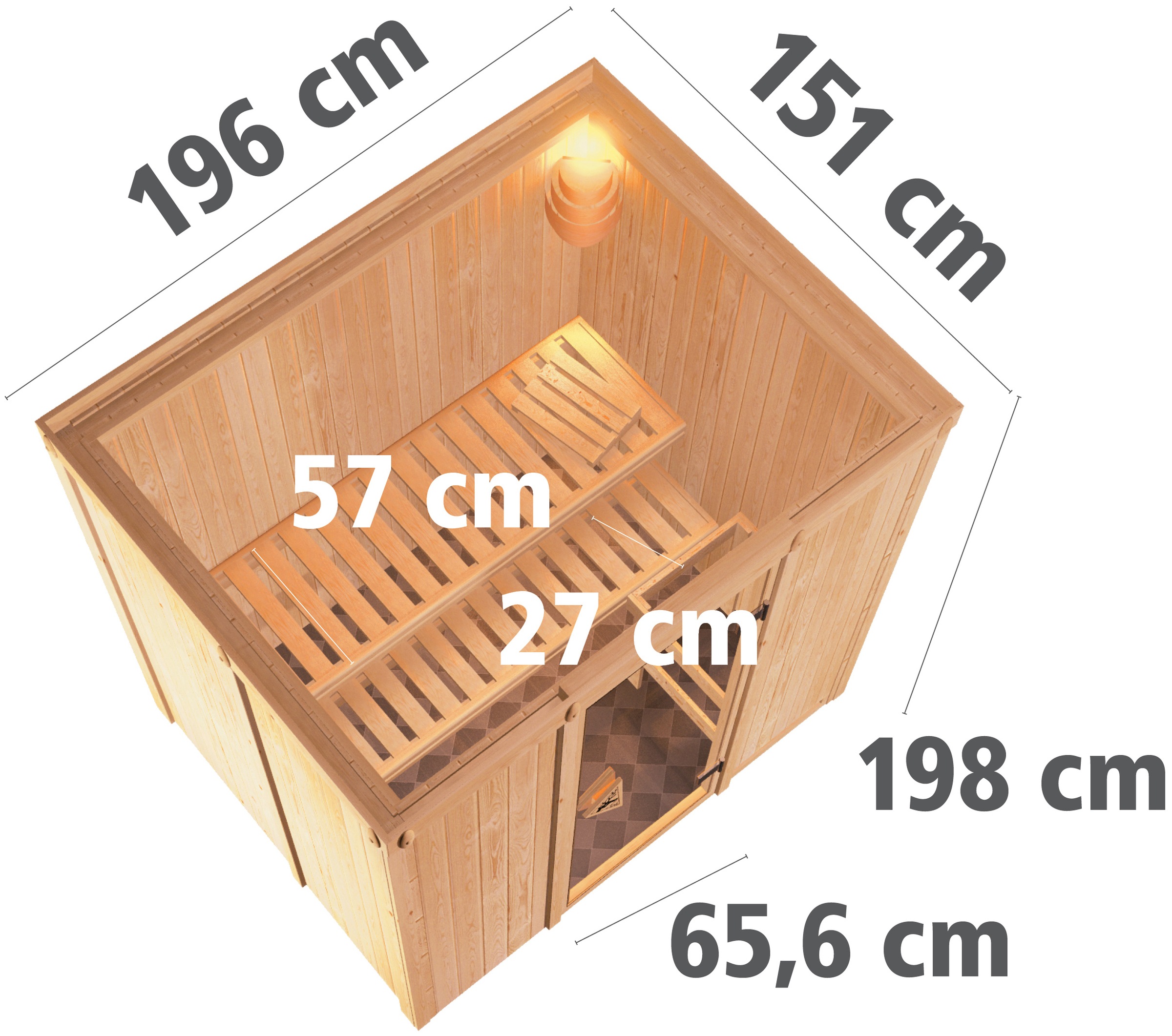 Karibu Sauna »Finja«, 3,6-kW-Plug & Play Ofen mit externer Steuerung
