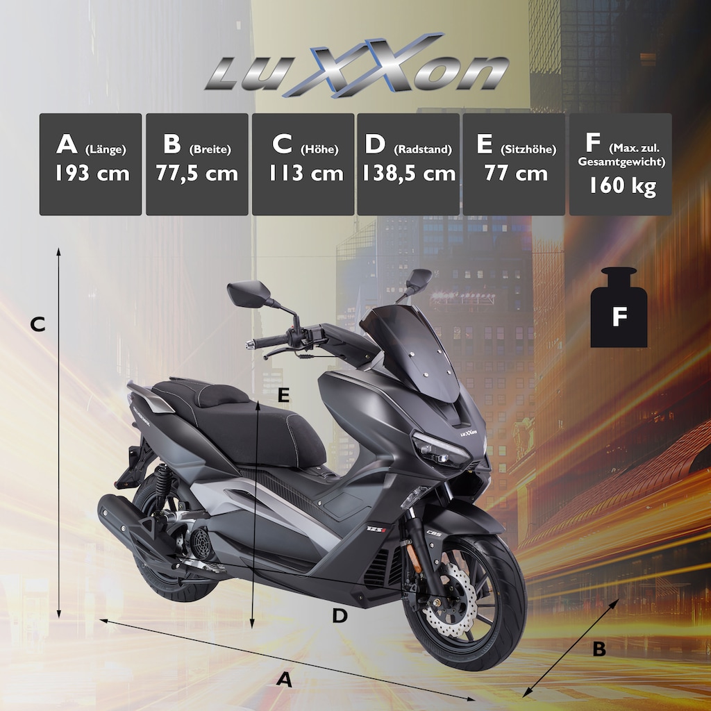 Luxxon Motorrad »Silvermax«, 124,6 cm³, 85 km/h, Euro 5, 10,2 PS