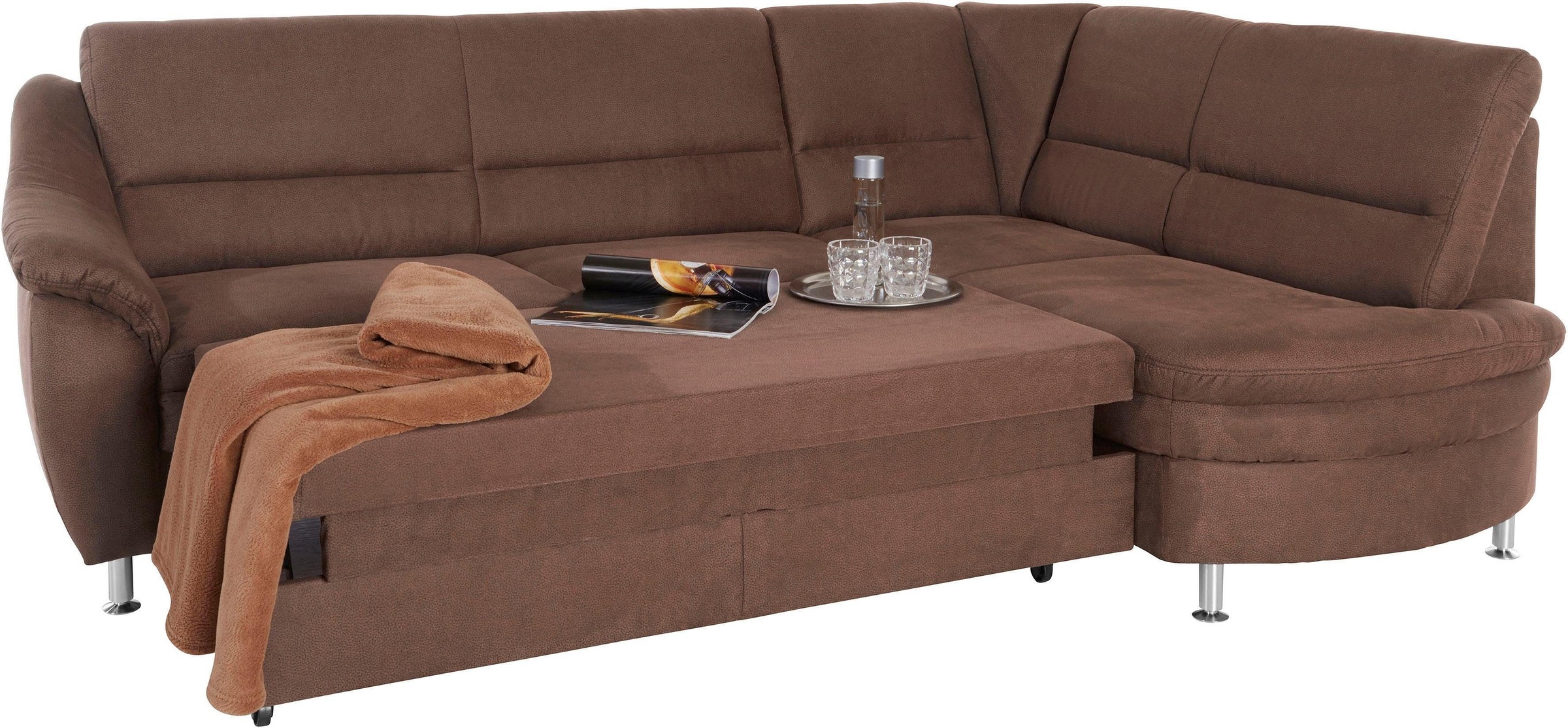 Places of Style Ecksofa »Cardoso L-Form«, Federkern, wahlweise mit Bett, Schubkasten