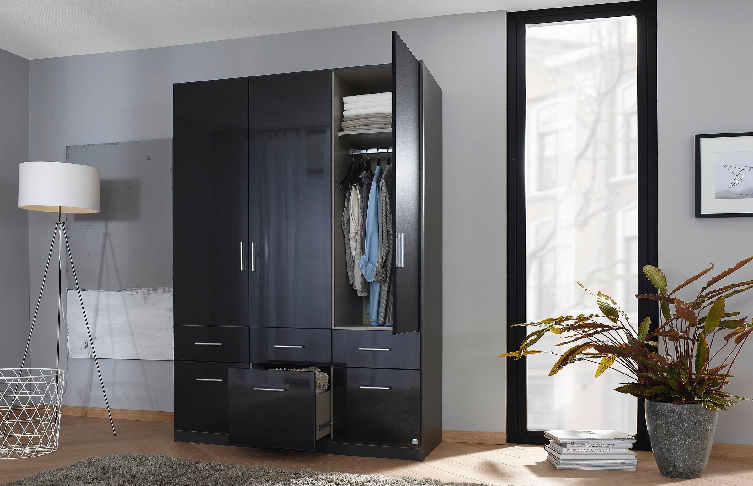 rauch Drehtürenschrank »Kleiderschrank Schrank Garderobe Schlafzimmerschrank CELLE«, in 4 Breiten und 2 Höhen, optional mit Schubkästen MADE IN GERMANY