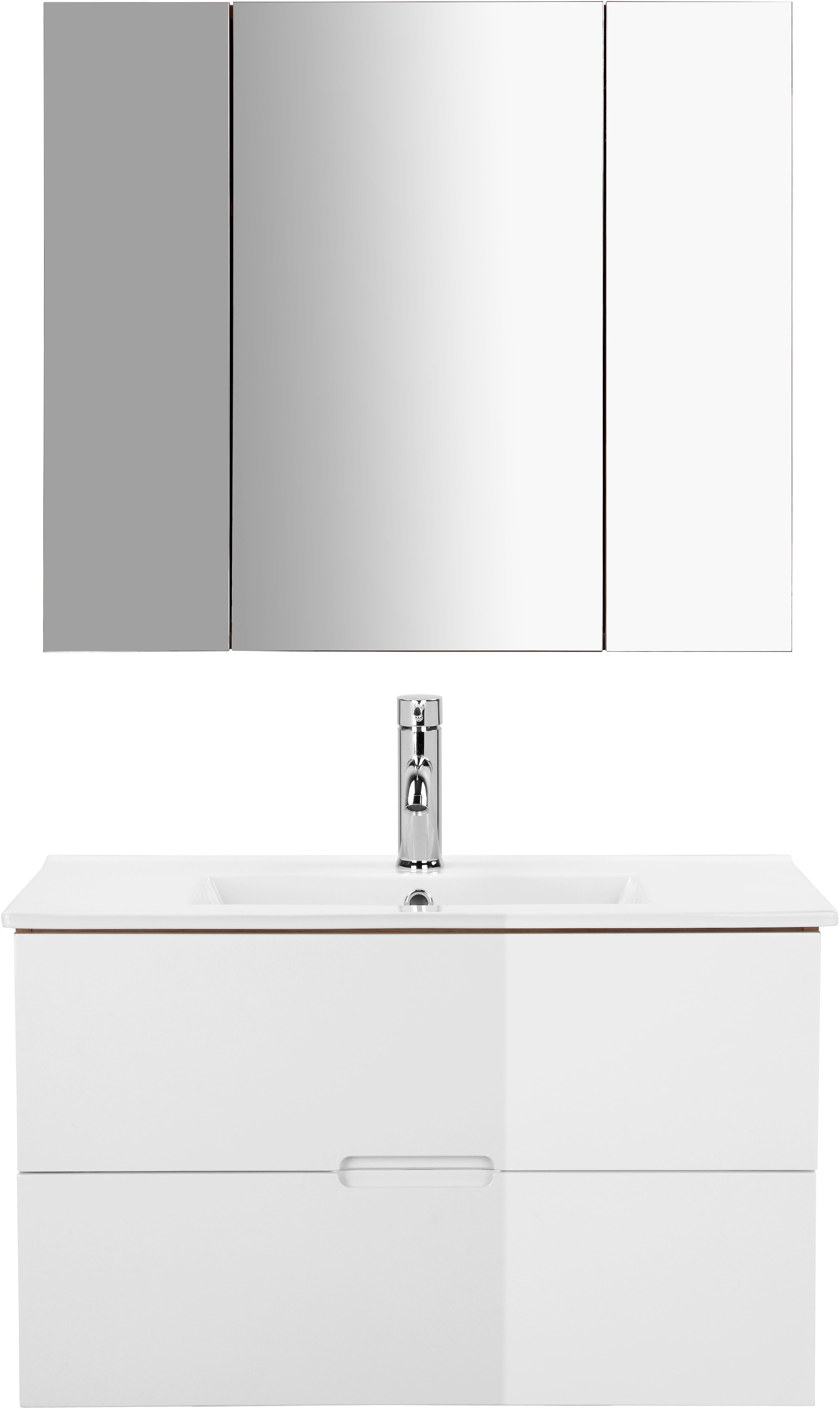 welltime Badmöbel-Set "Lund Badmöbel Set Badschrank Badezimmerset" 3 Stk. t günstig online kaufen