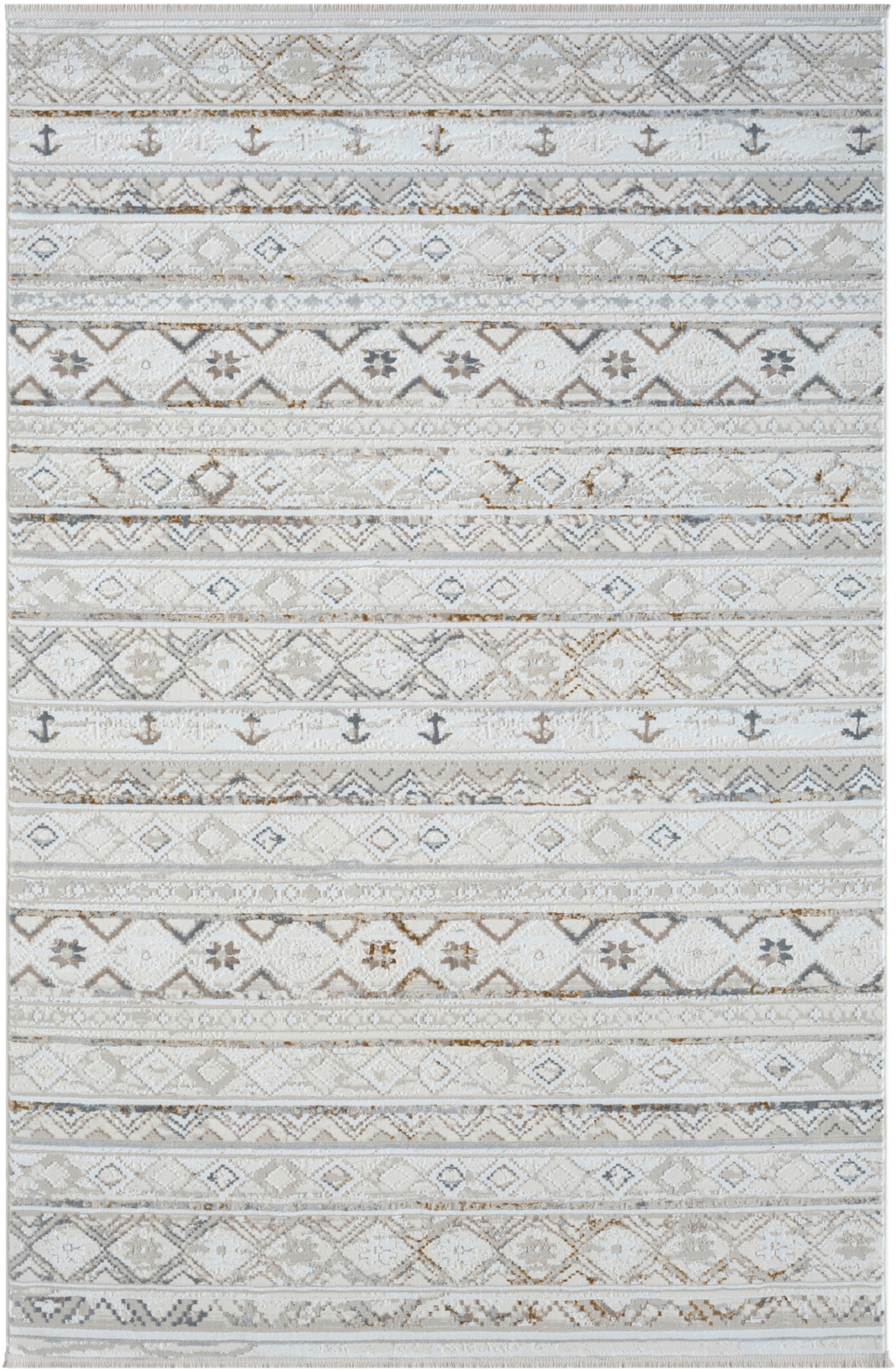 Myflair Möbel & Accessoires Teppich »My Nomady Lagerräumung«, rechteckig, 10 mm Höhe, Kurzflor, Scandi-Design, besonders weich durch Microfaser, mit Fransen