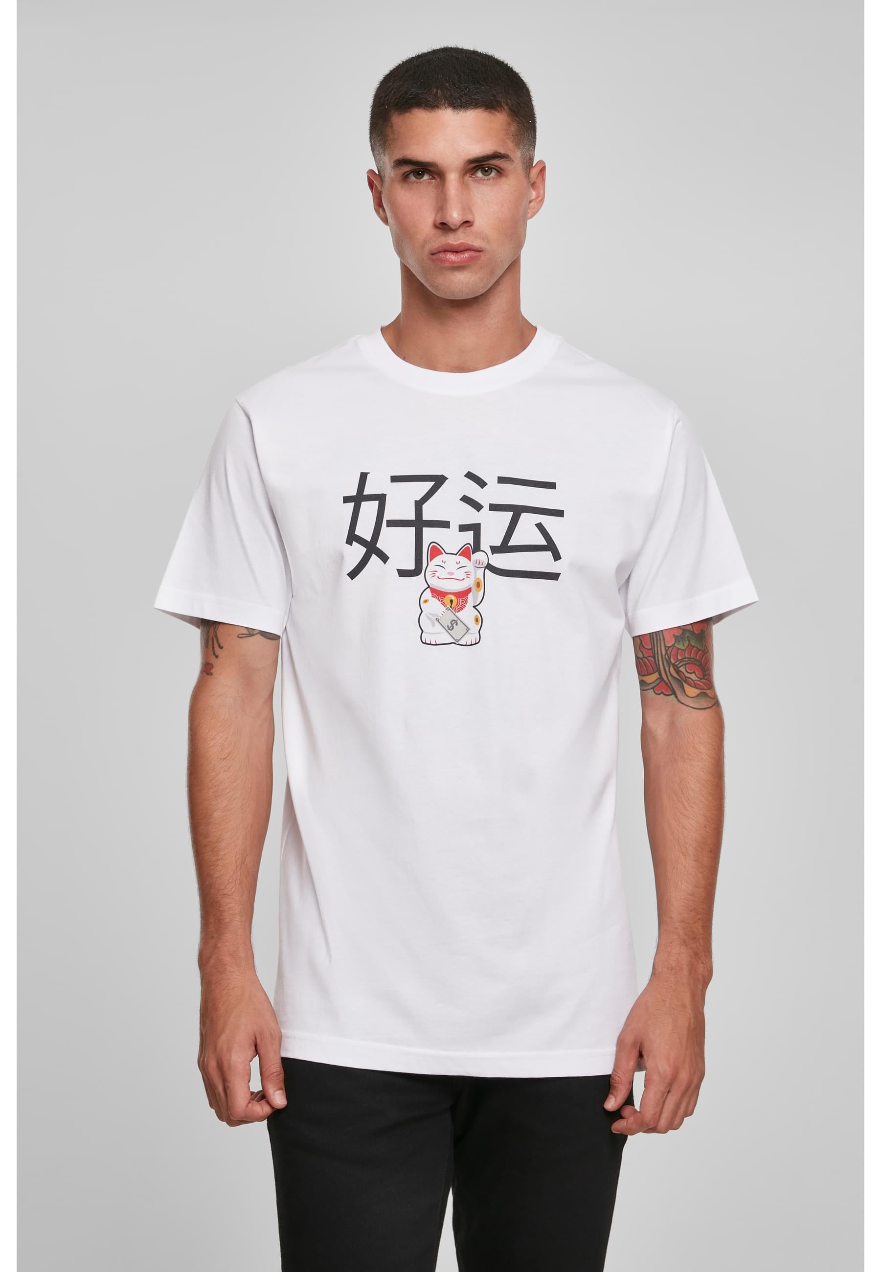 MisterTee T-Shirt »MisterTee Herren Waving Cat Tee«, (1 tlg.)
