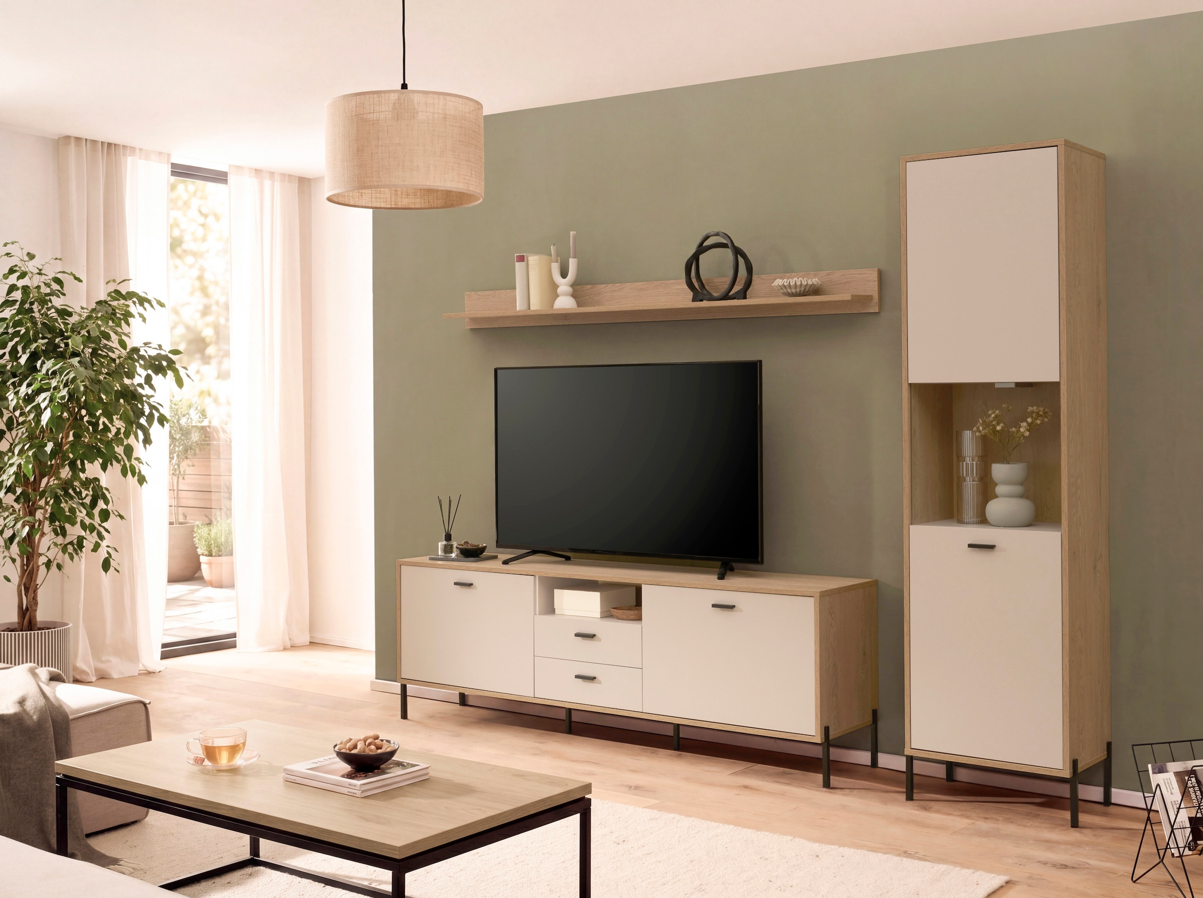 Home affaire Wohnwand »Fredericia, moderne Anbauwand, Komplettset in Kaschmir« Set, 3 Stk. tlg.