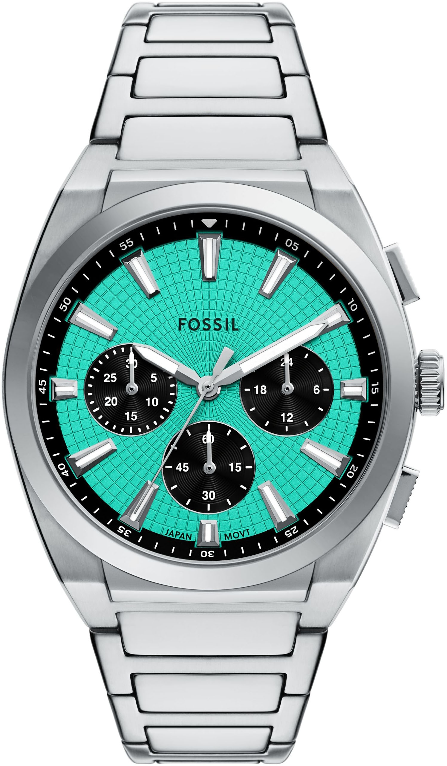 Fossil Chronograph »EVERETT«, Quarzuhr, Armbanduhr, Herrenuhr, Edelstahlarmband, analog