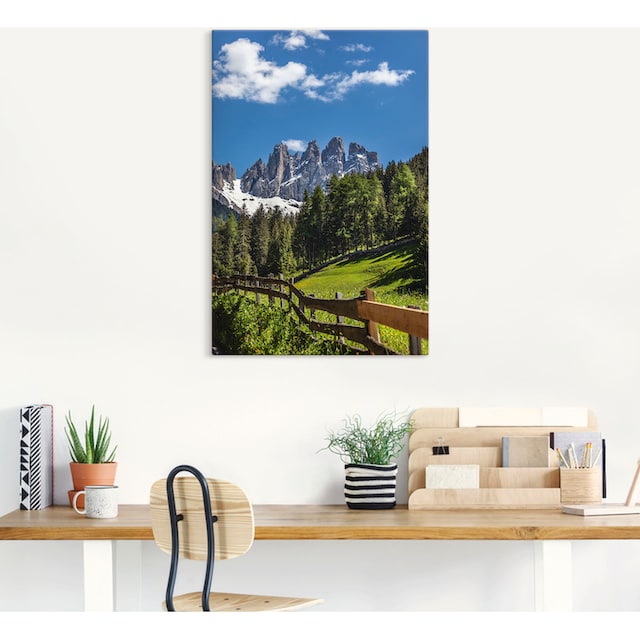 Artland Wandbild »Villnösstal mit Dolomiten, Südtirol«, Berge &  Alpenbilder, (1 St.), als Alubild, Leinwandbild, Wandaufkleber oder Poster  in versch. Größen kaufen | BAUR