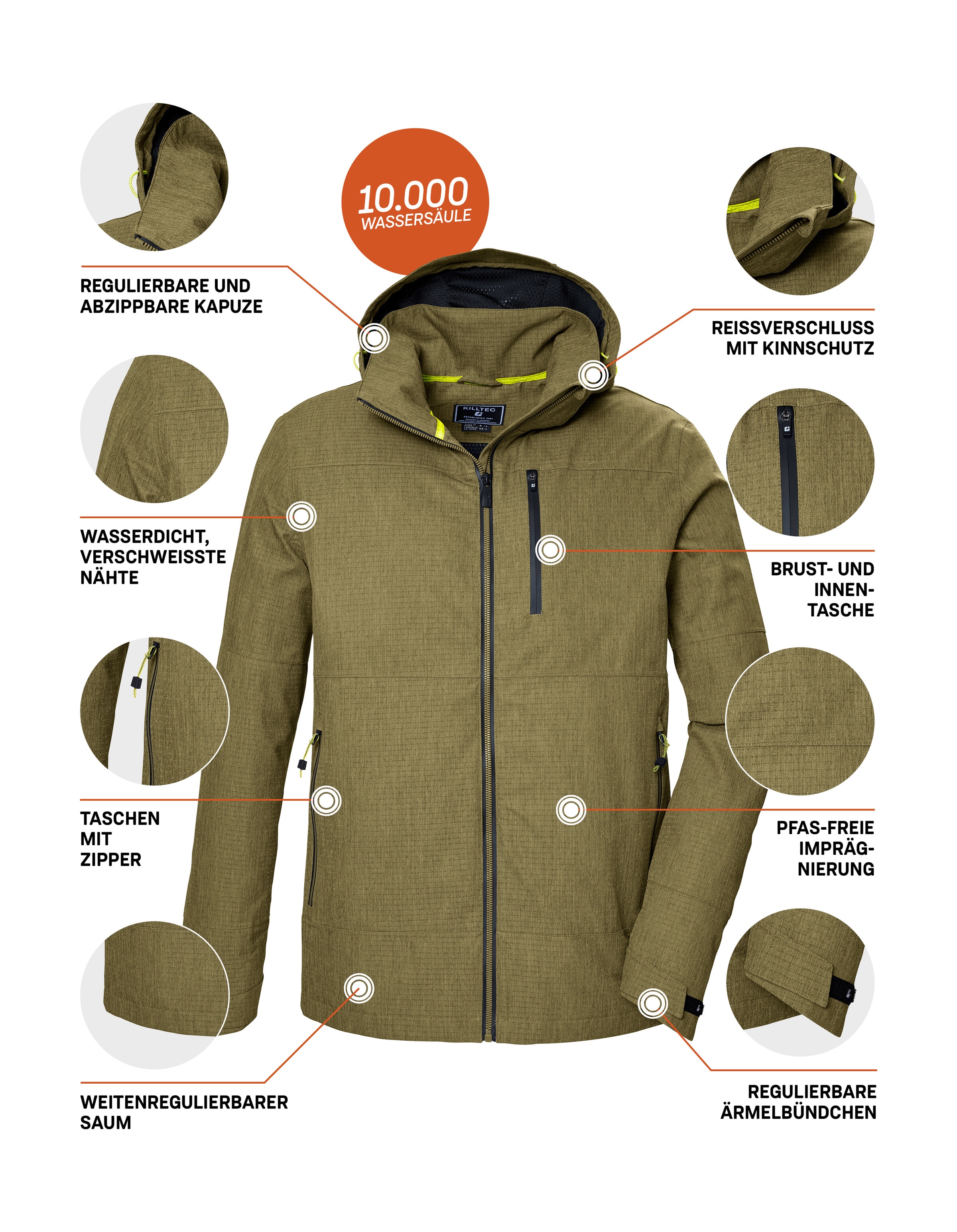 Killtec Outdoorjacke »KOS 74 MN JCKT«, wind- u wasserdicht, atmungsaktiv, PFAS-frei imprägniert