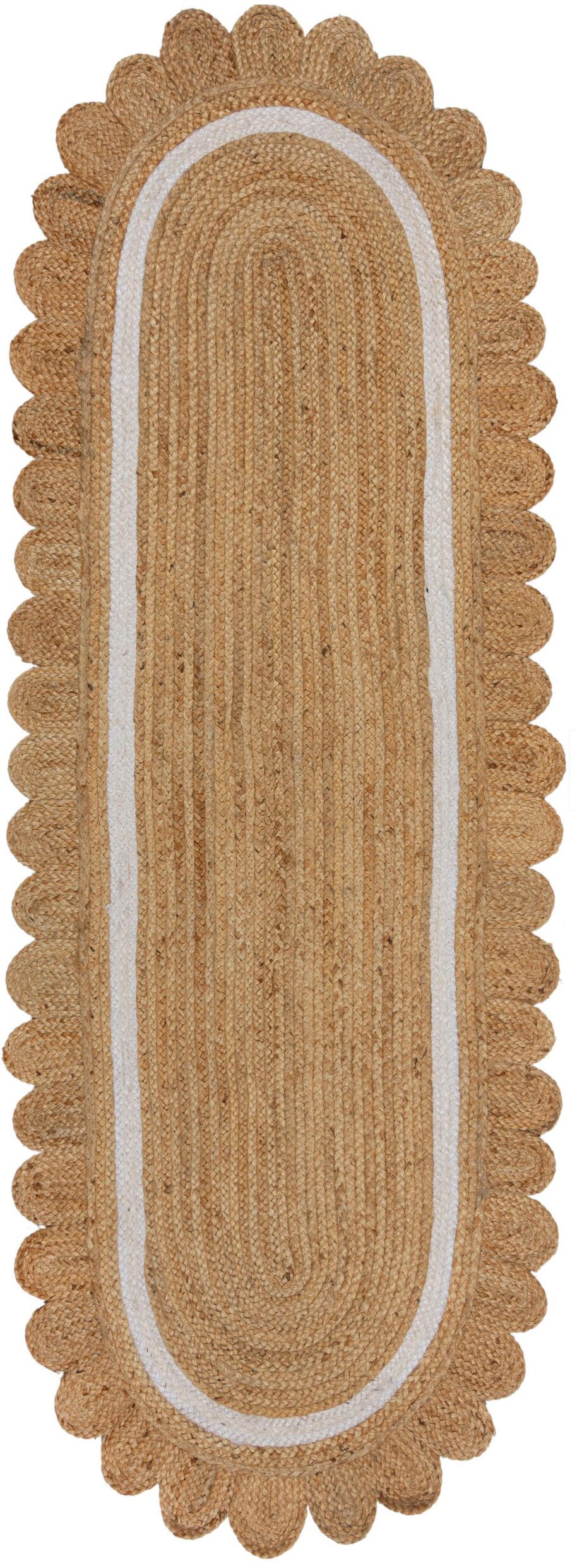 FLAIR RUGS Teppich "Grace aus Jute mit Muschelrandsaum" rechteckig 4 mm Höh günstig online kaufen