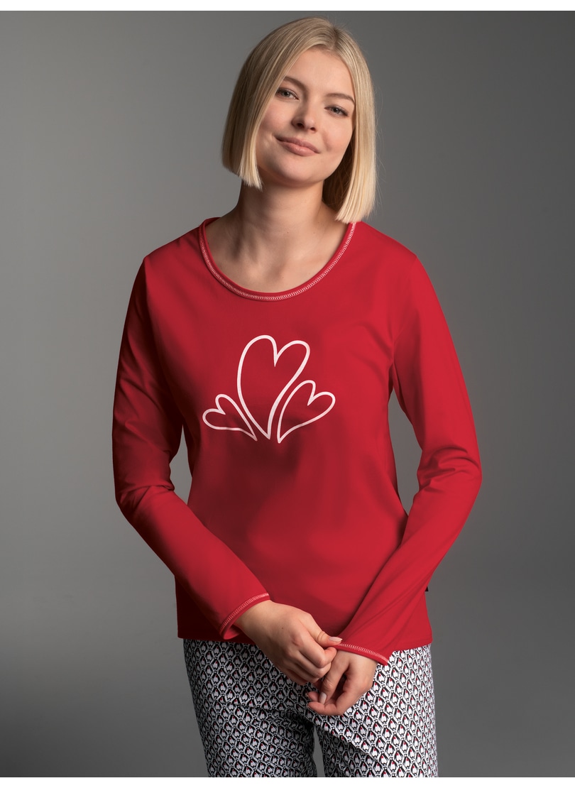 Trigema Schlafanzug "TRIGEMA Pyjama-Oberteil mit süßem Herzen-Print", (1 tl günstig online kaufen