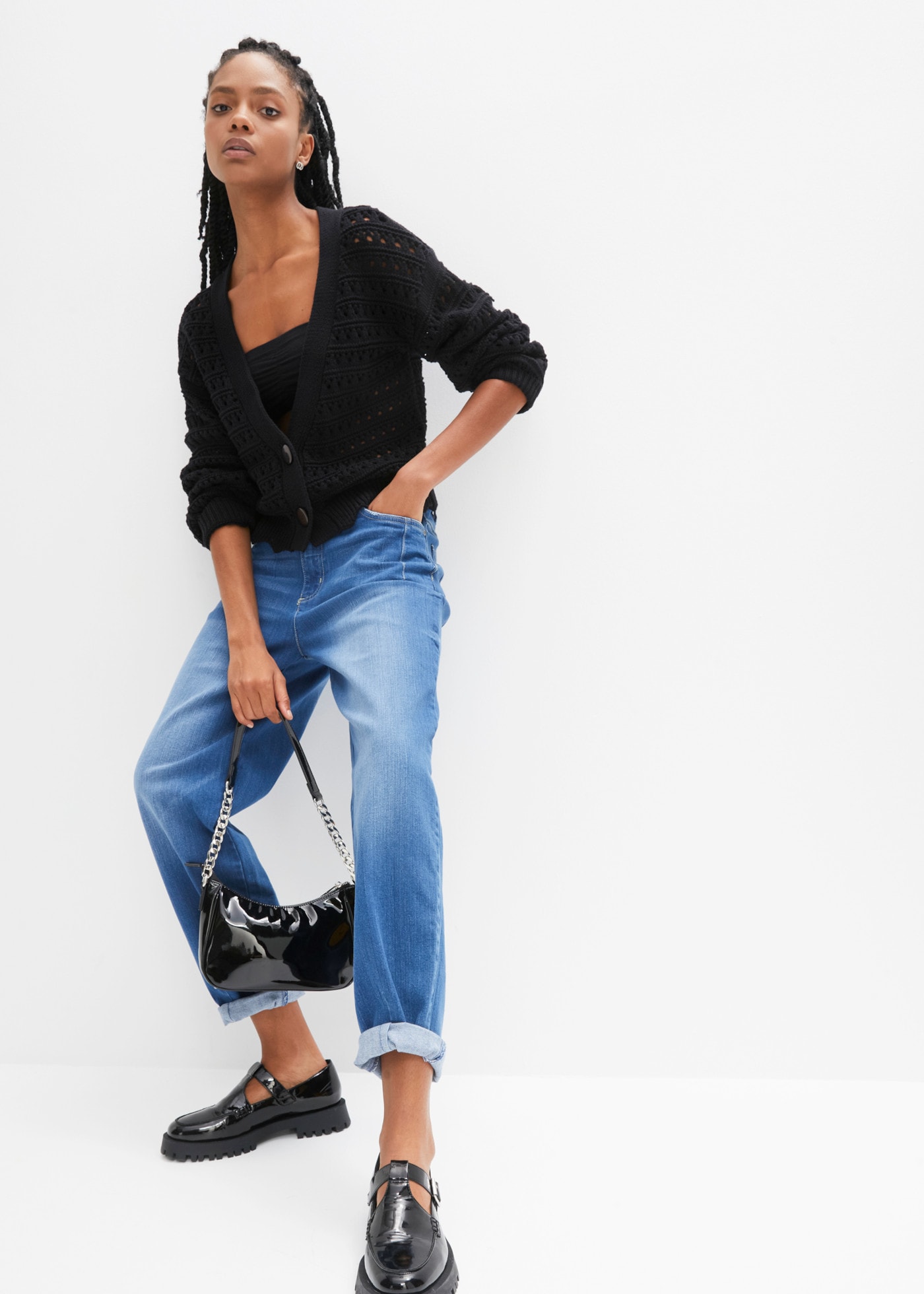 bonprix Loose-fit-Jeans Loose Fit, Barrel Jeans Schnitt, 5-Pocket-Style, mit Elasthan-Anteil
