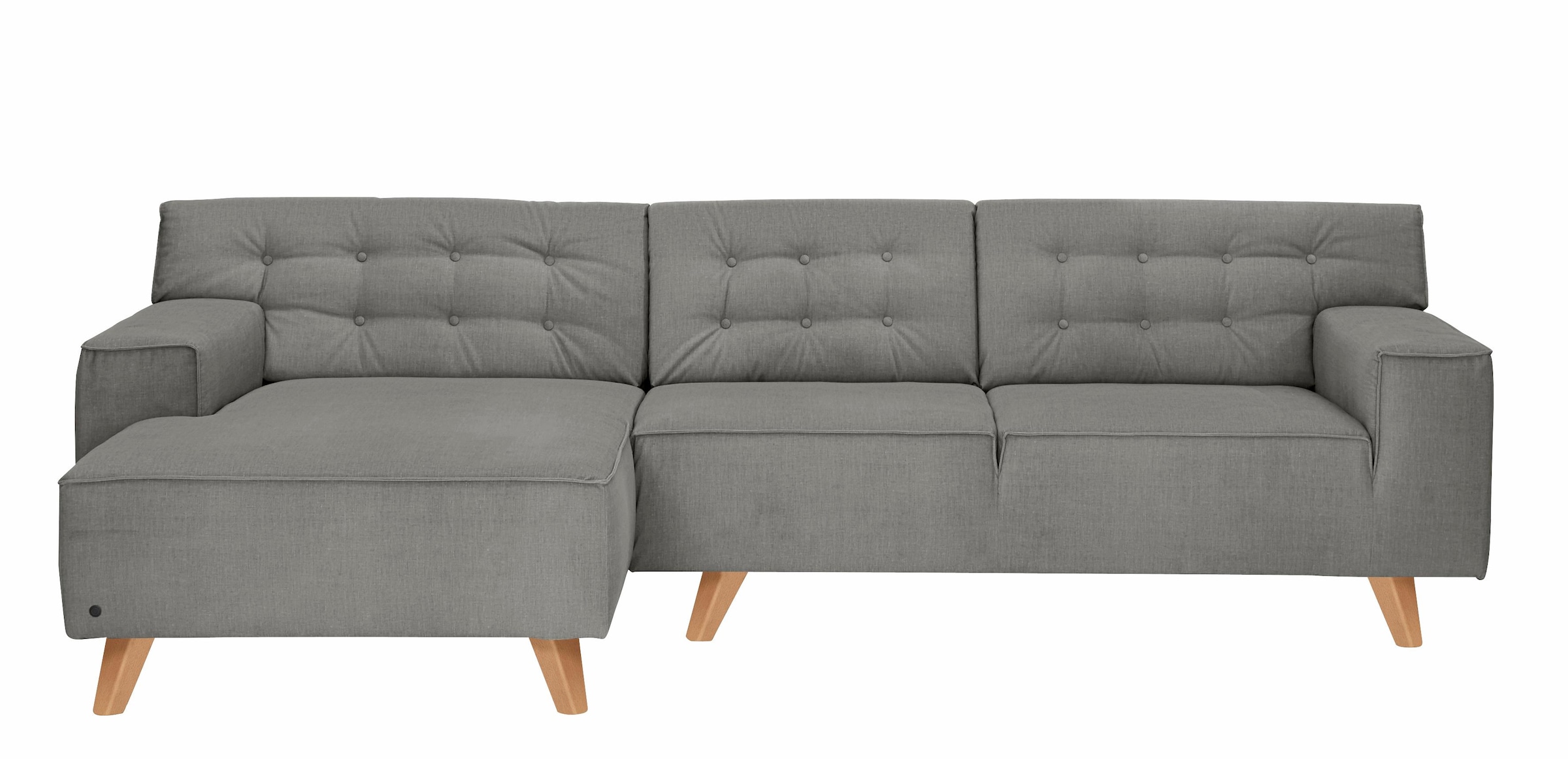 Ecksofa »NORDIC CHIC«, mit Recamiere, im Retrolook, Füße Buche natur