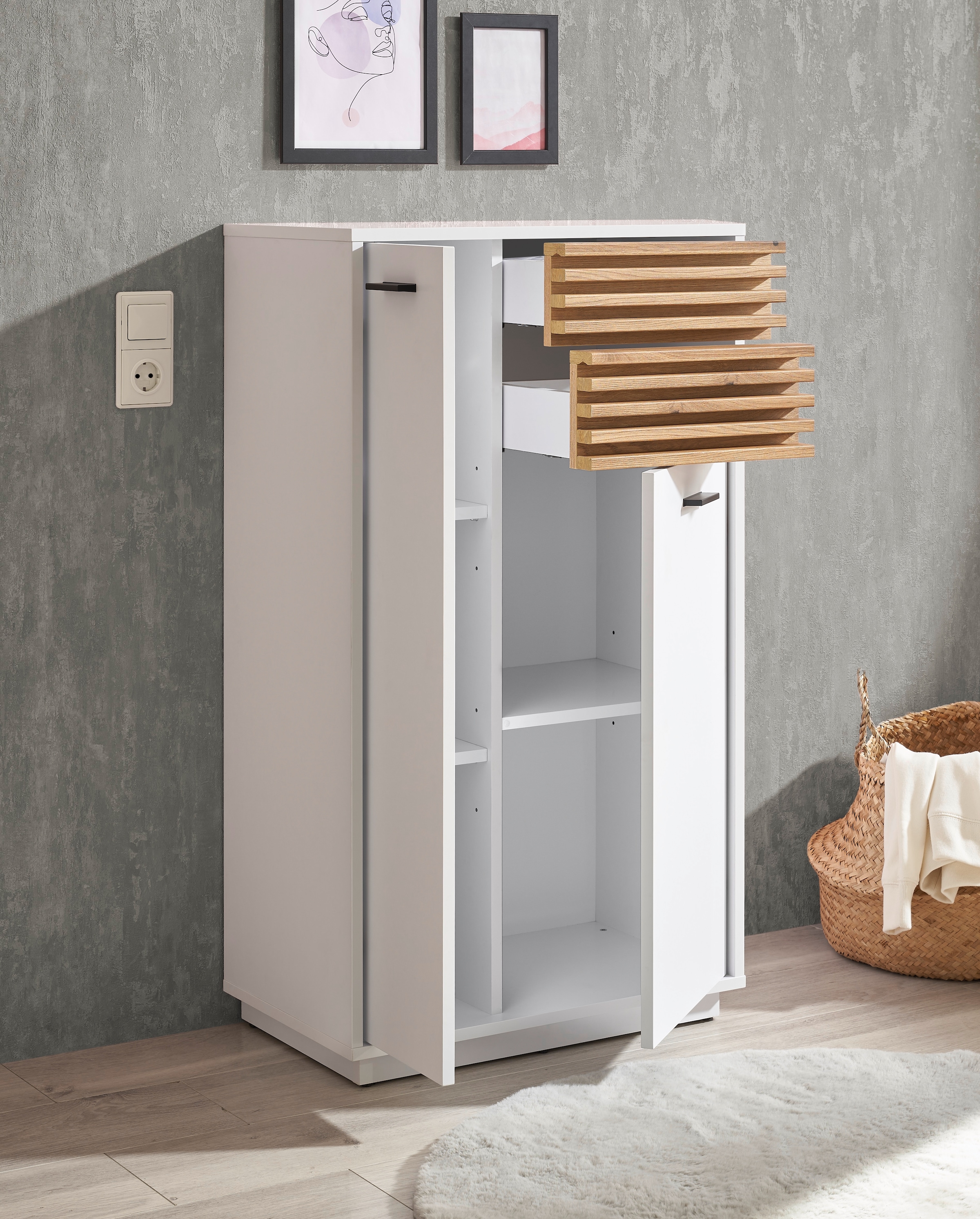 BASIC by Balculina Midischrank »Liguria B/H/T 60x106x35 cm« 1 Stk. tlg. Breite 60cm, Unterflurauszug, FSC-Mix 70%