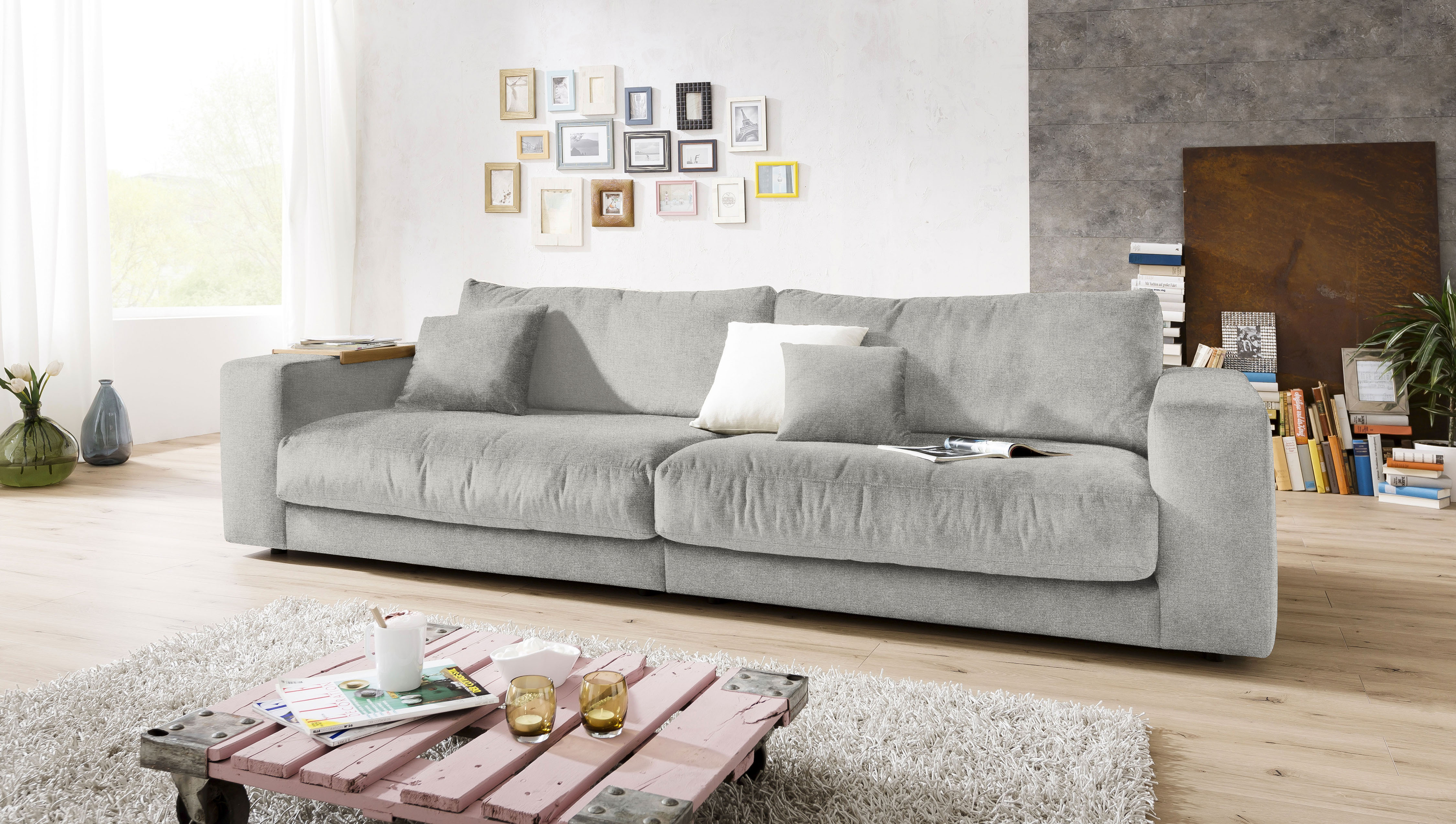 3C Candy Big-Sofa "Enisa II" incl. 1 Flatterkissen, Wahlweise mit Flecken-Schutz-Bezug Easy care