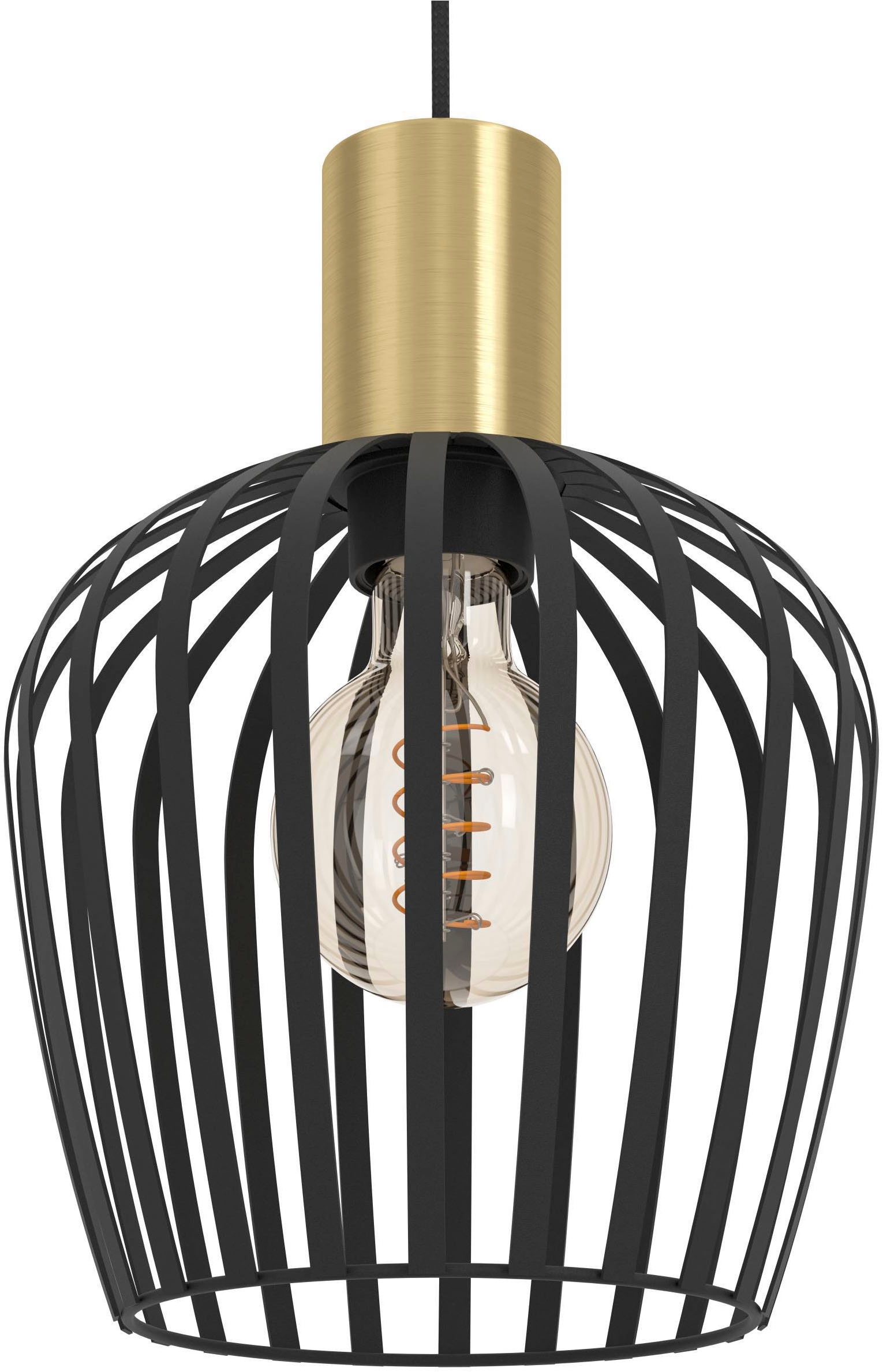 EGLO Hängeleuchte »Empoli Hängelampe, Pendelleuchte über Esstisch, Pendellampe, E27« E27 1 Stk. Hängeleuchte - L90 x B20 x H110 cm - schwarz, messing-gebürstet