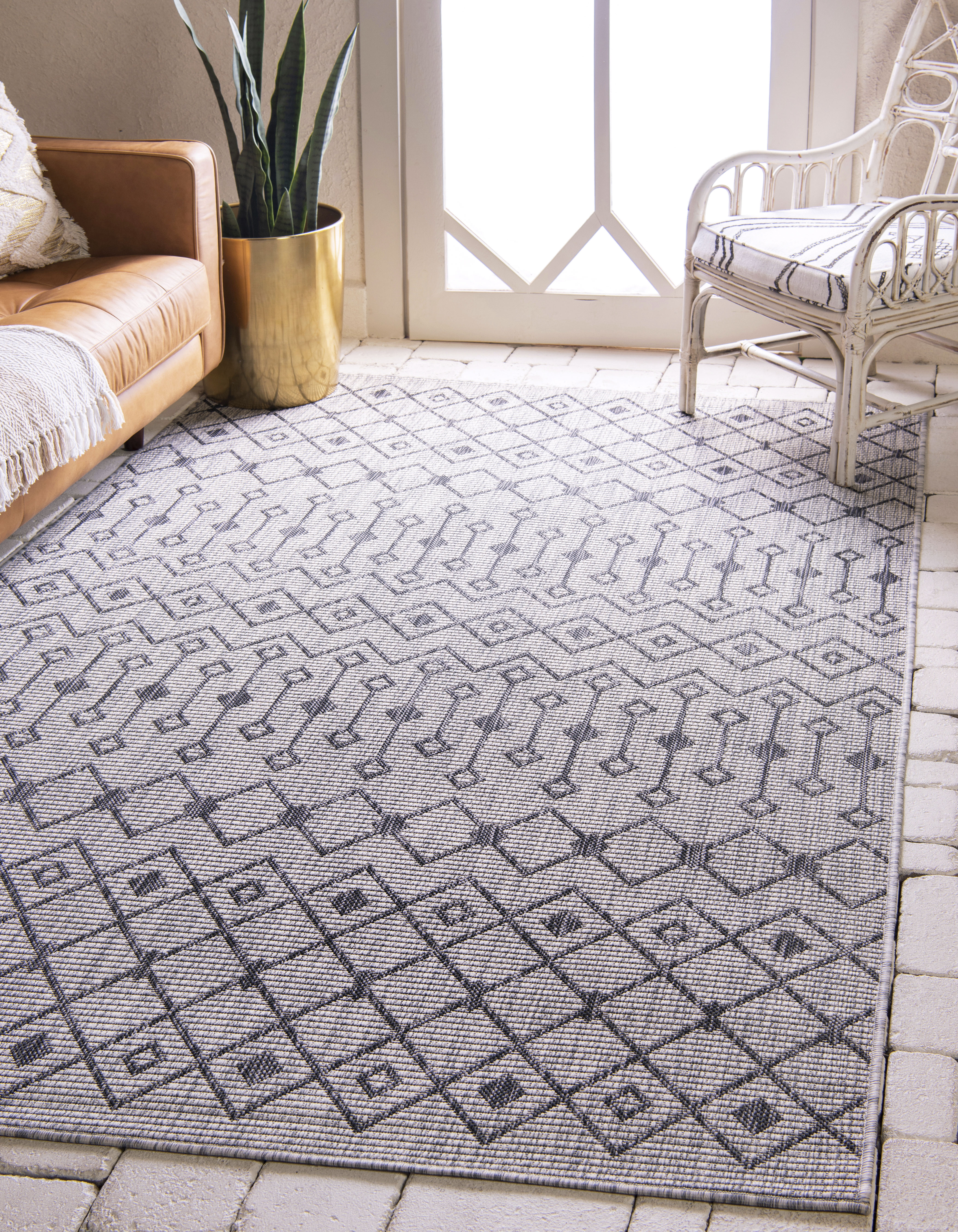 Myflair Möbel & Accessoires Outdoorteppich "Outdoor Crosses, LAGERRÄUMUNG" rechteckig 4 mm Höhe Flachgewebe, Rauten Muster, In- und Outdoor geeignet
