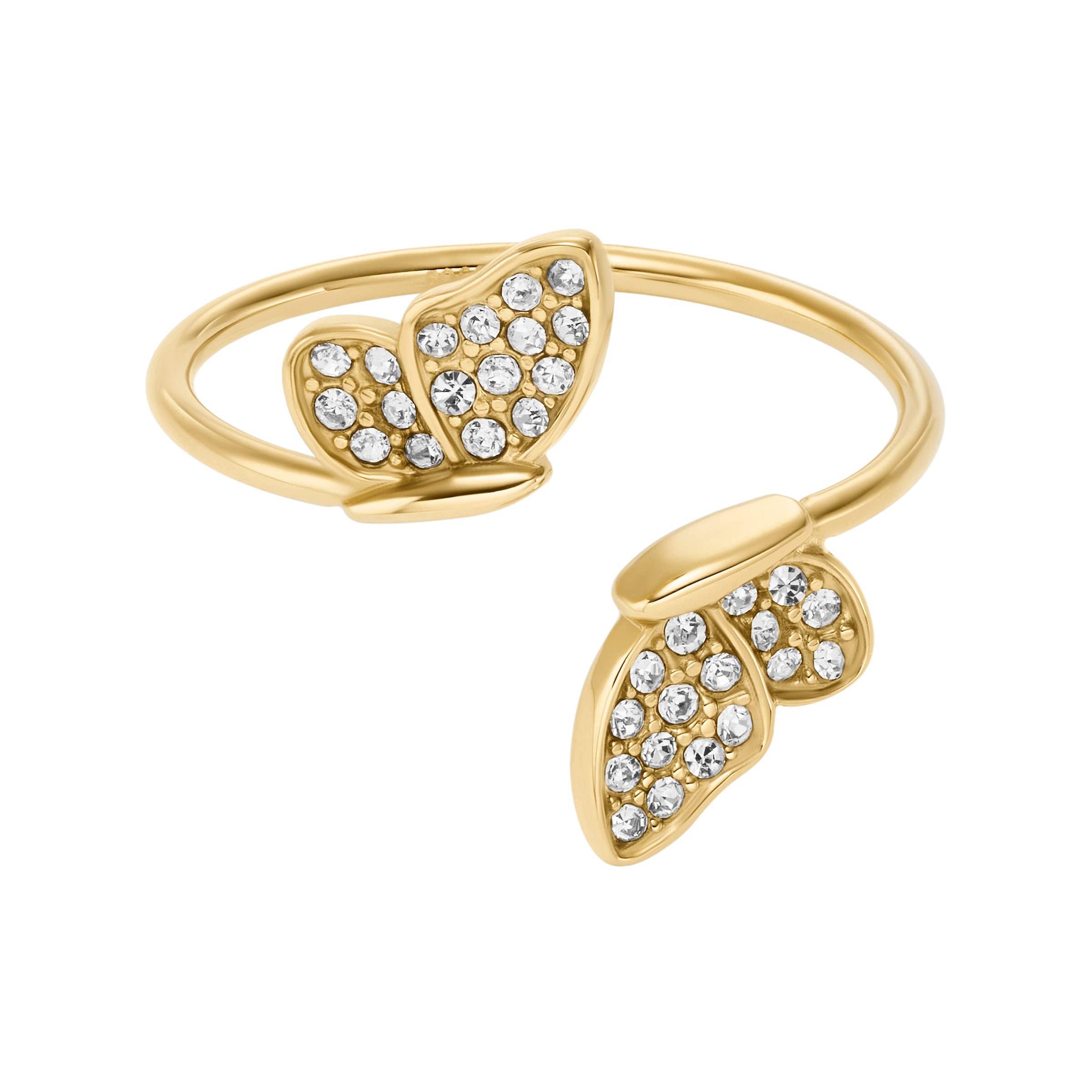 Fossil Fingerring »Schmuck Geschenk Edelstahl SUTTON Schmetterling«, mit Glasstein