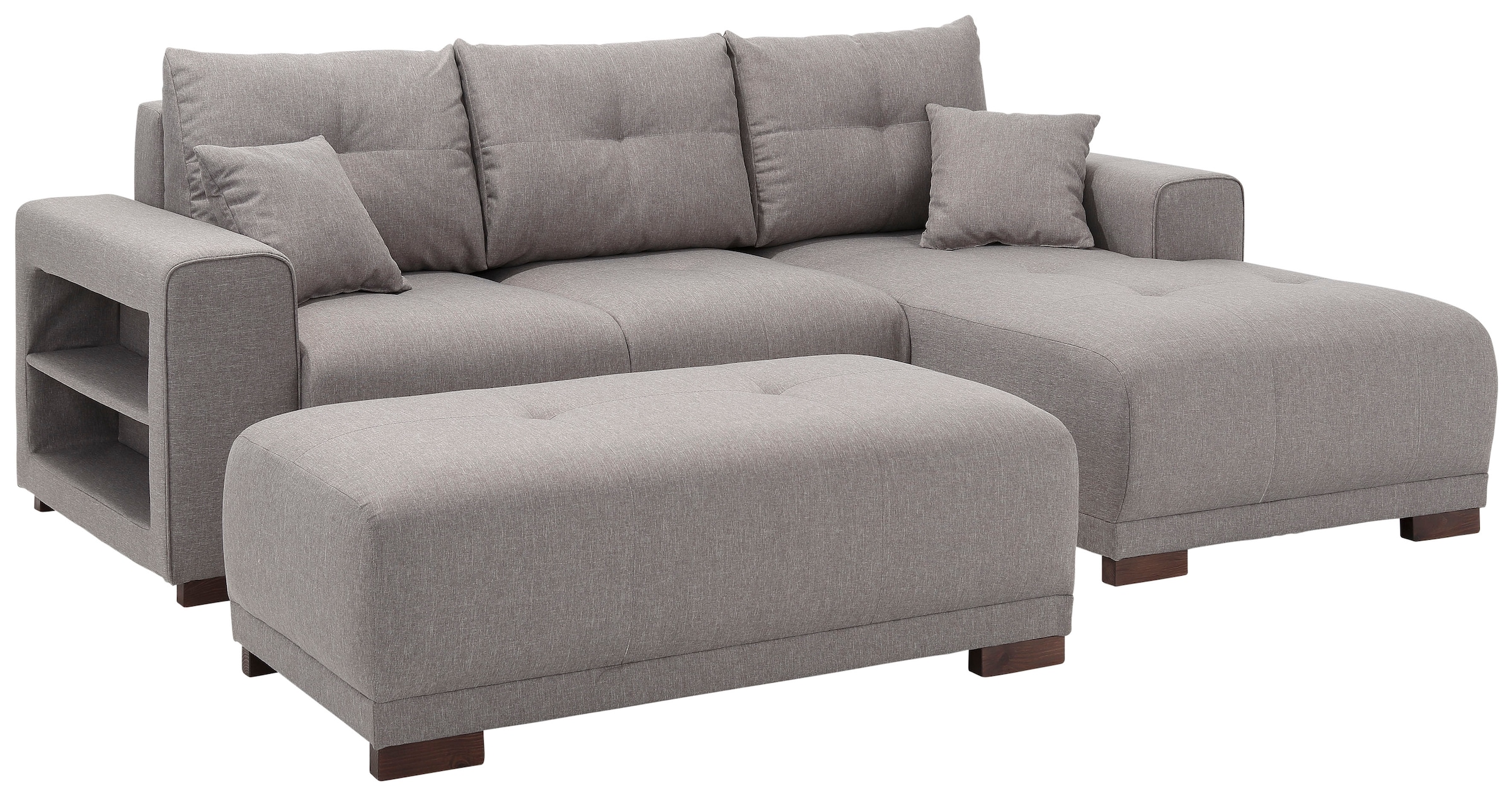 Home affaire Ecksofa »Viborg L-Form«, mit Regal in der Armlehne, wahlweise mit Bettfunktion