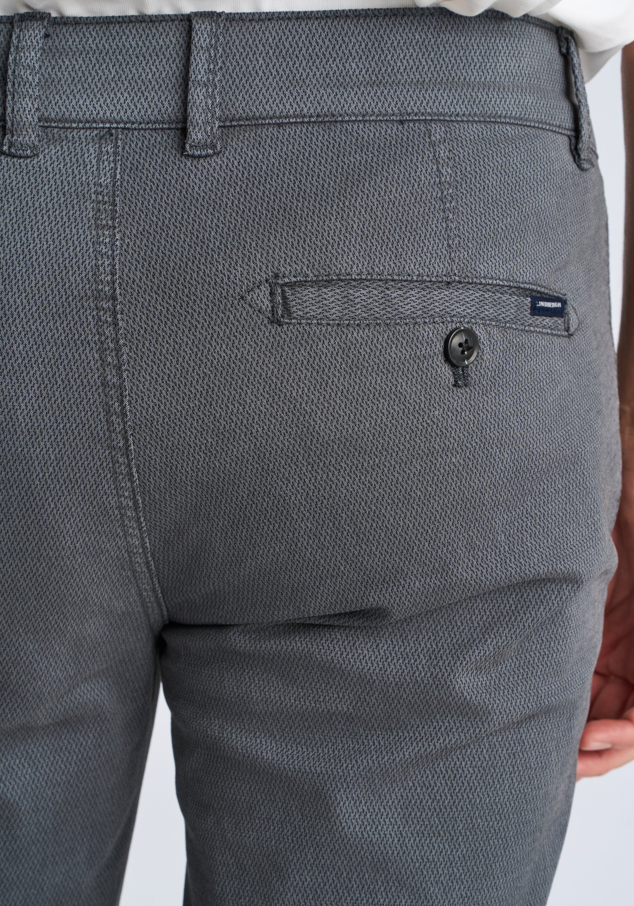 Chinos LINDBERGH "Chino Slim Fit", Herren, Gr. 38, Länge 34, mid grau, Obermaterial: 57% Baumwolle, 39% Polyester, 4% Elasthan, slim fit, Hosen 2
