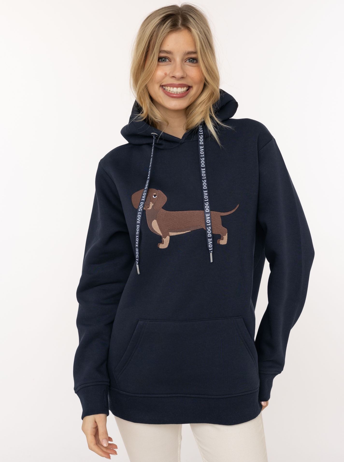 Zwillingsherz Hoodie ""Dackel"", Stickerei vorne, weiche Fleece Innenseite, günstig online kaufen