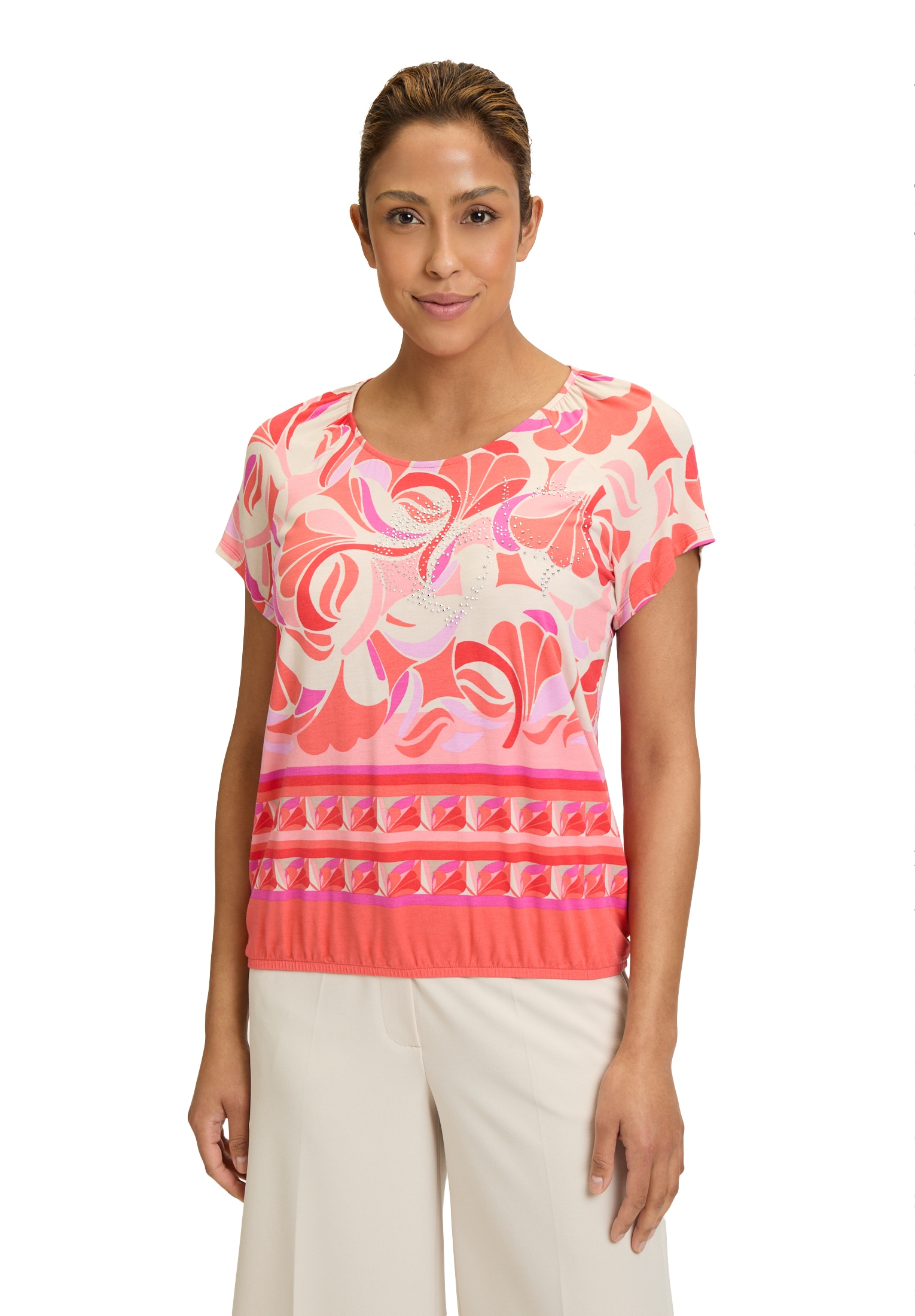 Betty Barclay Kurzarmshirt "Damen Printshirt mit Gummizug", 1 Stk. Strass günstig online kaufen