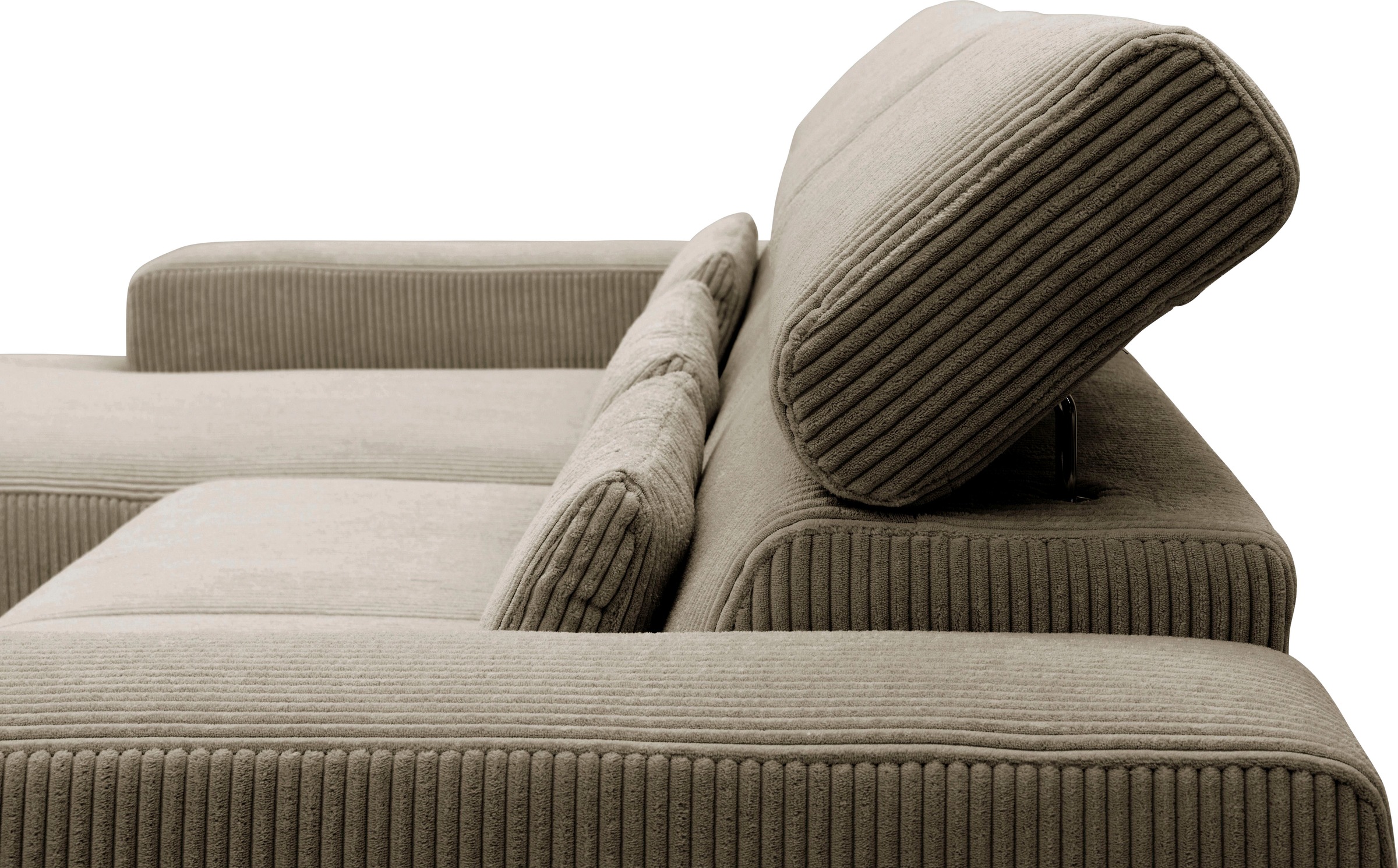 DOMO collection Ecksofa »Brandon große Ausführung B/T/H: 289/177/80 cm, auch in Leder und Cord«, mit Kopfteilverstellung, wahlweise Sitztiefenverstellung, L-Form