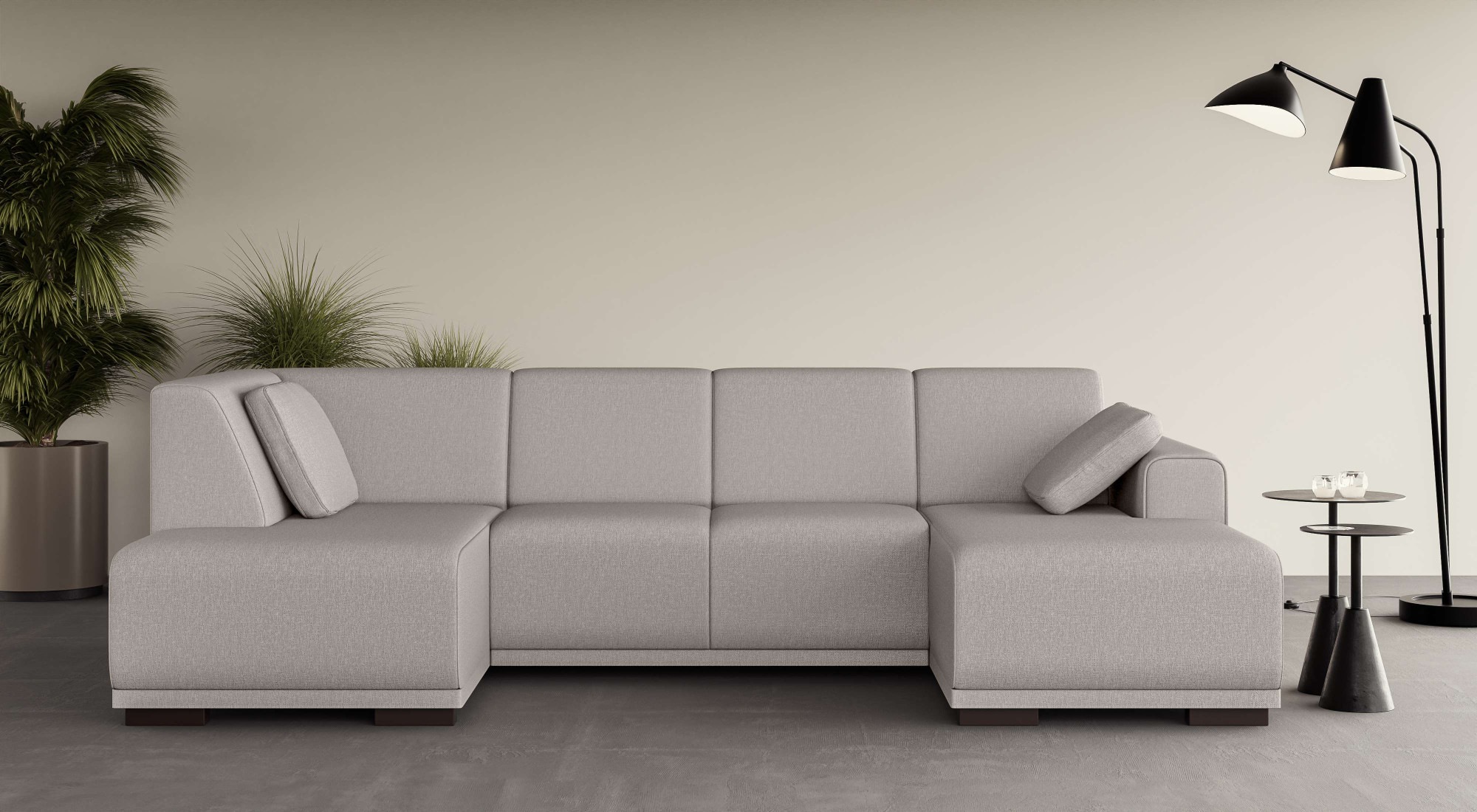 Home affaire Wohnlandschaft »BORNHOLM U-Form mit Recamiere rechts/links, B/T/H: 300/162/85 cm«, U-Form mit Wellenunterfederung, Recamiere rechts oder links bestellbar