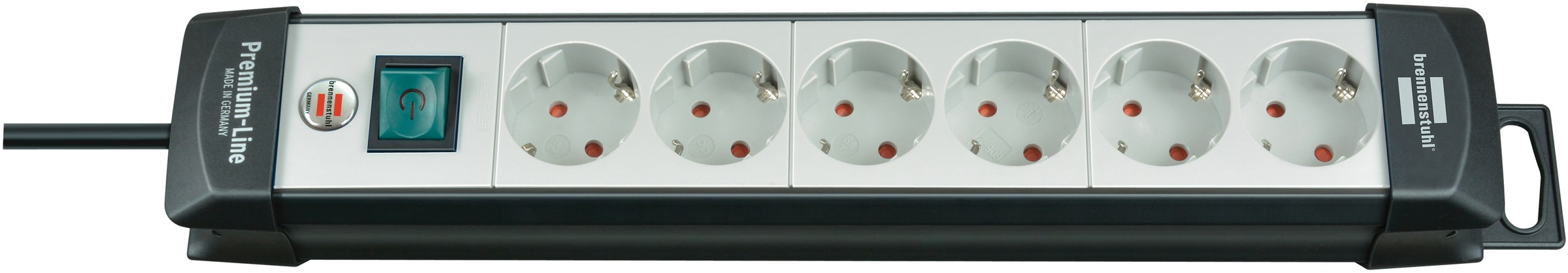 Brennenstuhl Steckdosenleiste "Premium-Line", 6-fach, (Kabellänge 3 m), mit Schalter und 45 Anordnung der Steckdosen