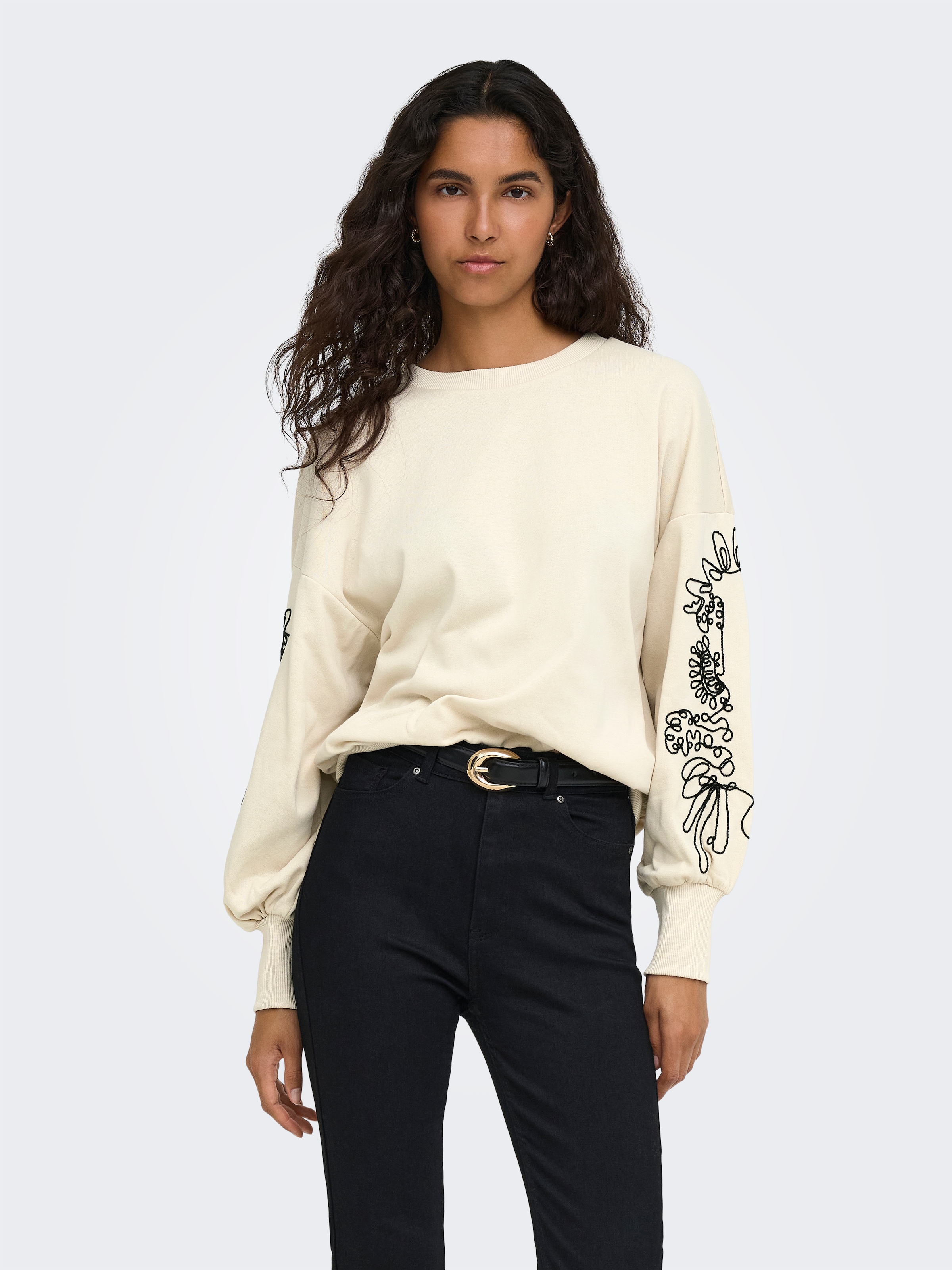 ONLY Sweatshirt »ONLBROOKE L/S O-NECK DETAIL SWT NOOS«
