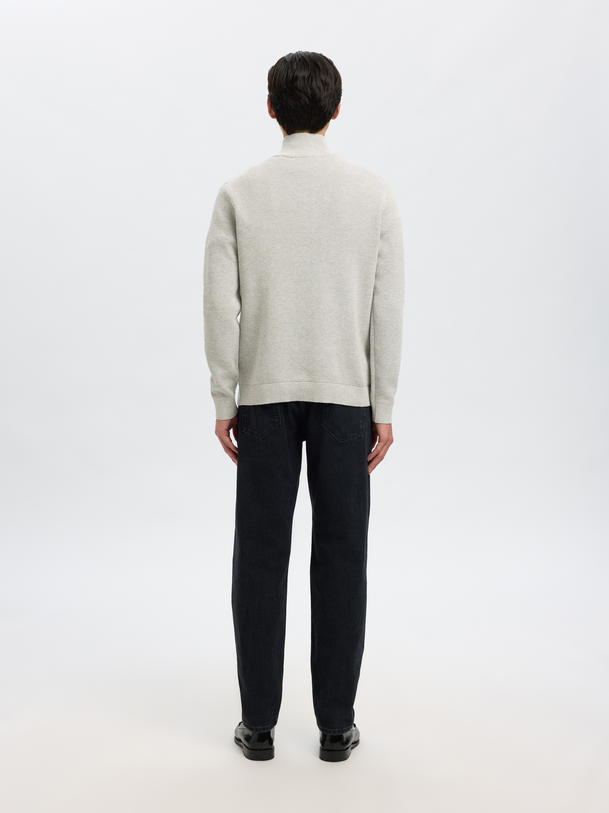 SELECTED Troyer »SLHDANE LS KNIT STRUCTURE HALF ZIP NOOS« Baumwolle, regular fit