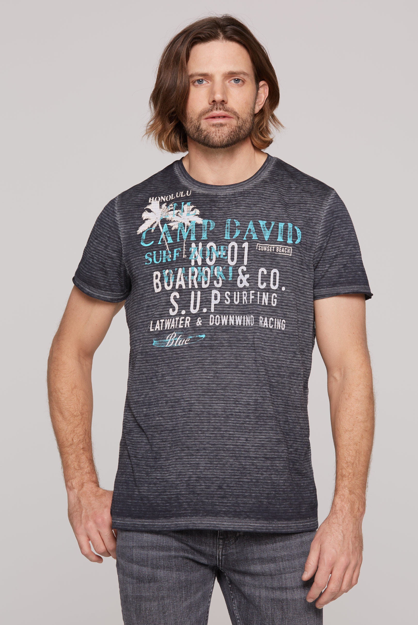 CAMP DAVID Rundhalsshirt, mit Ausbrenner-Effekten günstig online kaufen