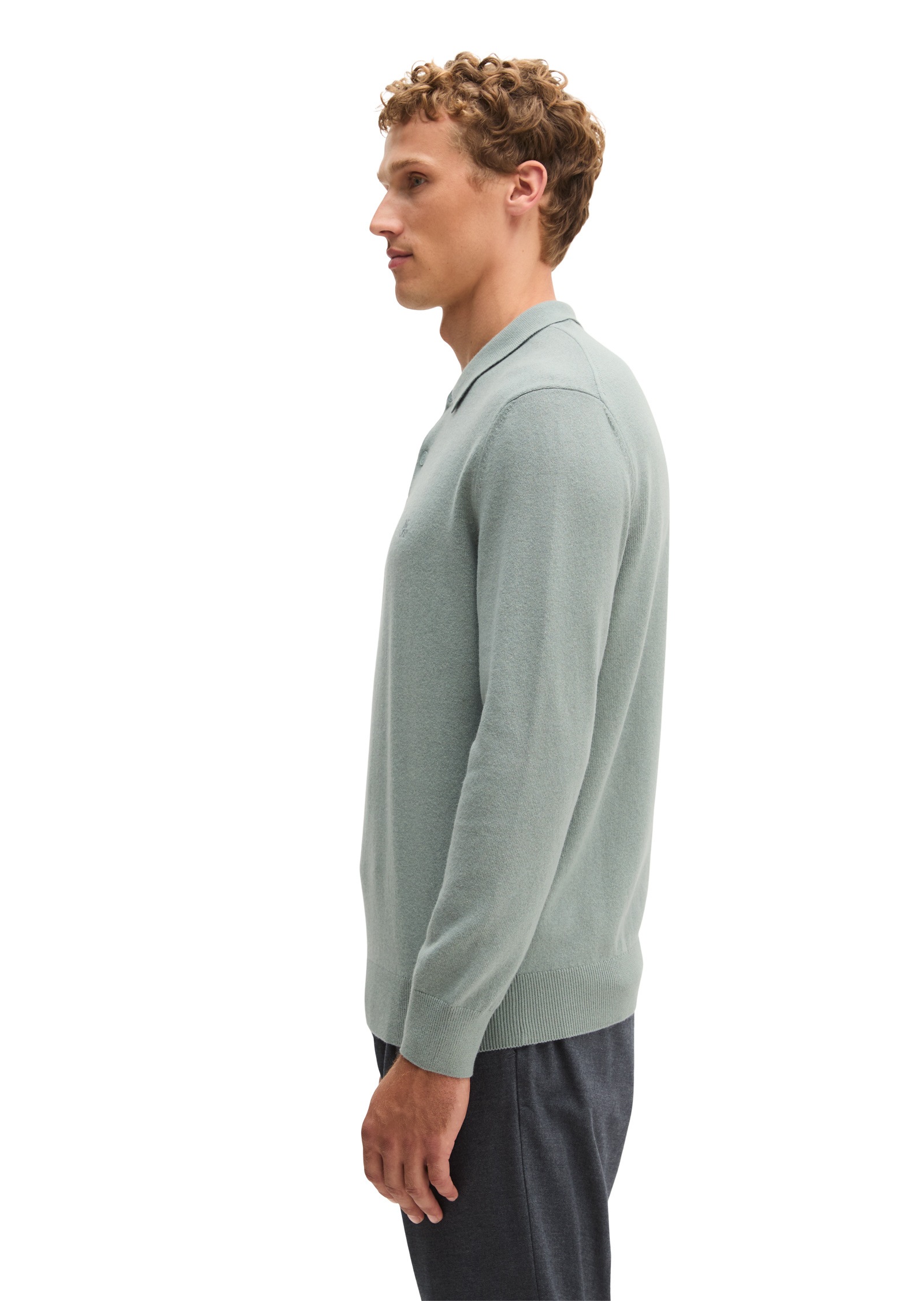Marc O'Polo Langarm-Poloshirt »aus softem Bio-Bauwoll-Schurwoll-Mix«
