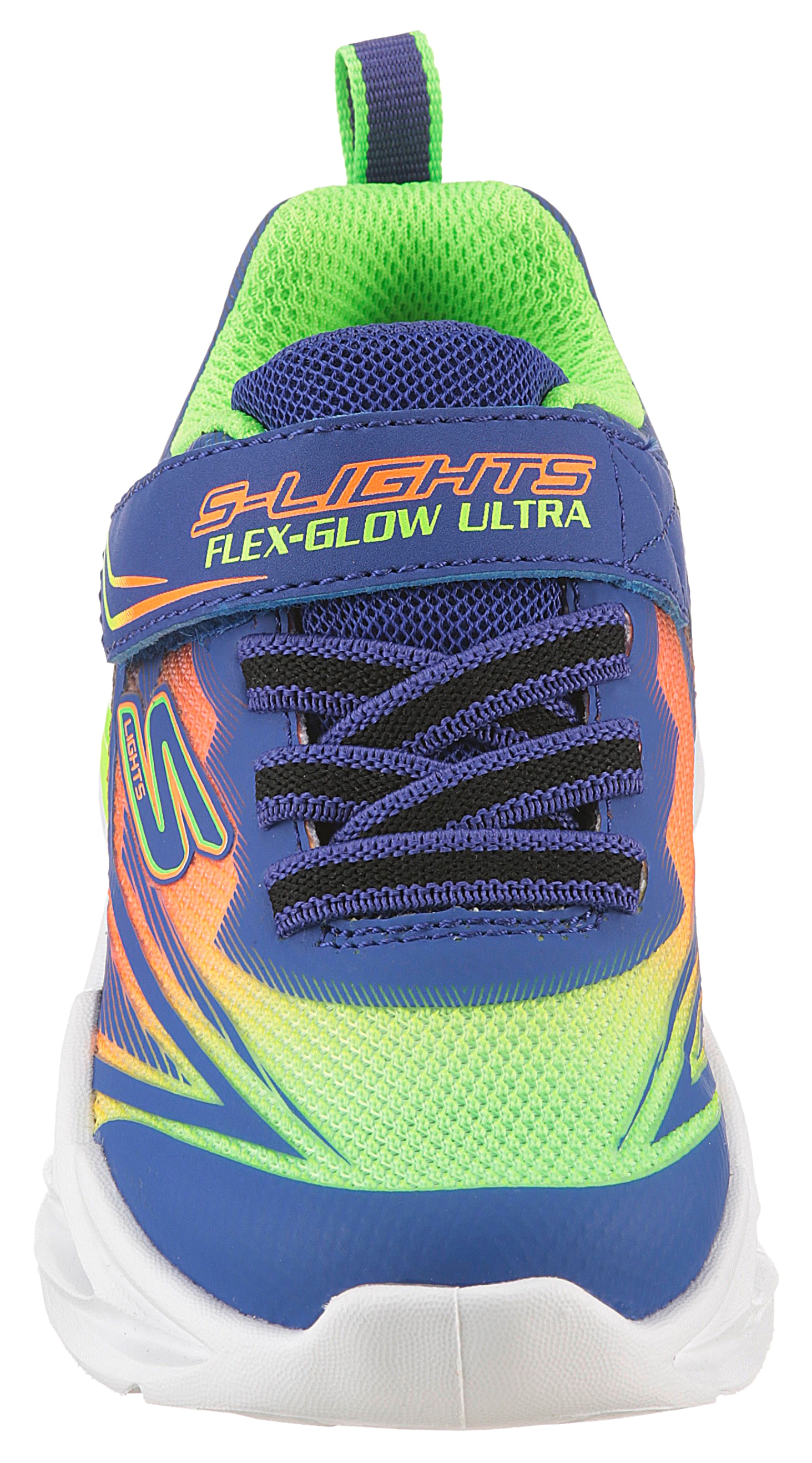 Skechers Lauflernschuh »FLEX-GLOW ULTRA LIGHTS«, Blink,-Klettschuh zum Schlüpfen, Neon, Größenschablone zum Download