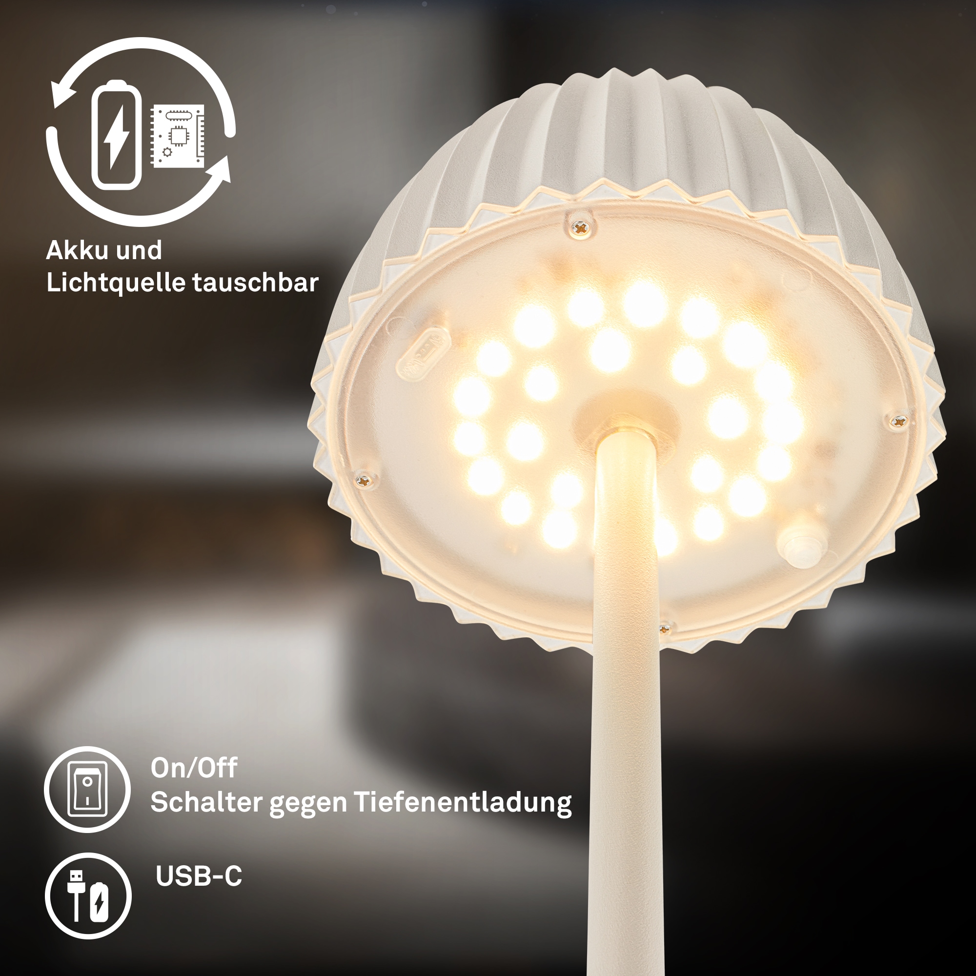 Briloner Leuchten LED Stehlampe »Akku LED Stehleuchte, weiß«