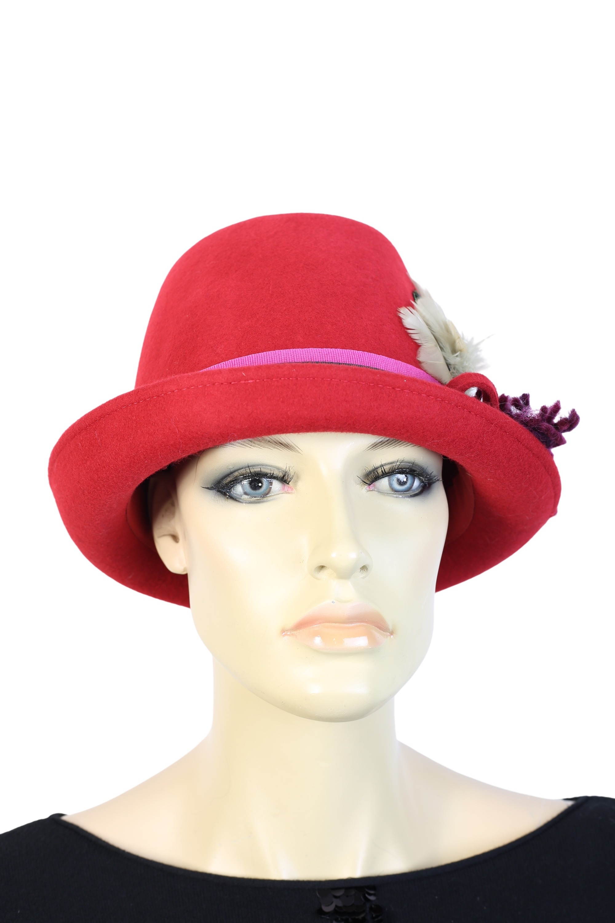 ALLGÄU REBELL Damen Trachtenhut "Salzburg", rot, Antik-Look, Wolle, Hüte, Made in Italy