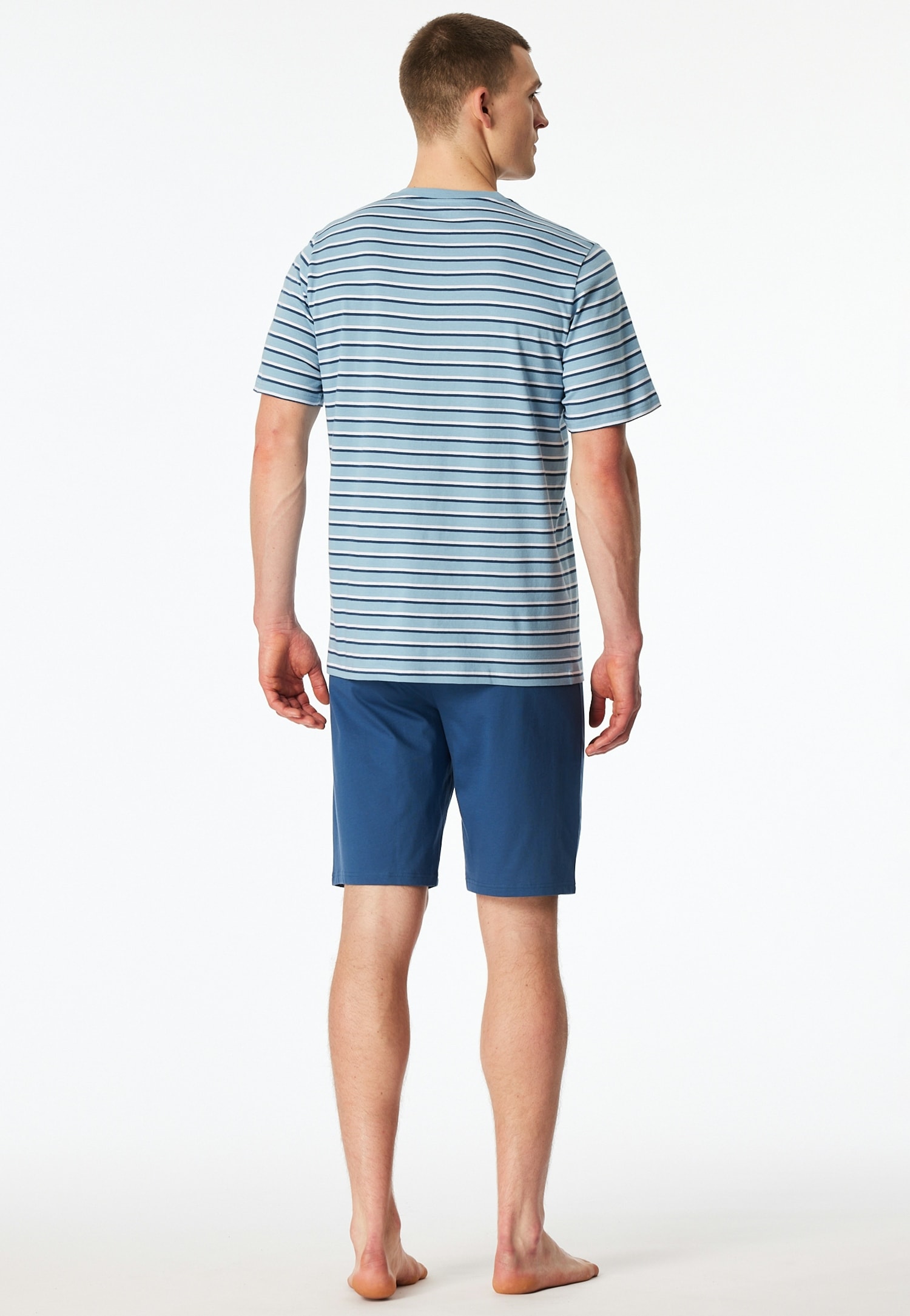 Schiesser Shorty »Casual Nightwear« 2 mit gestreiftem Oberteil, Rundhalsausschnitt und kurzen Ärmeln