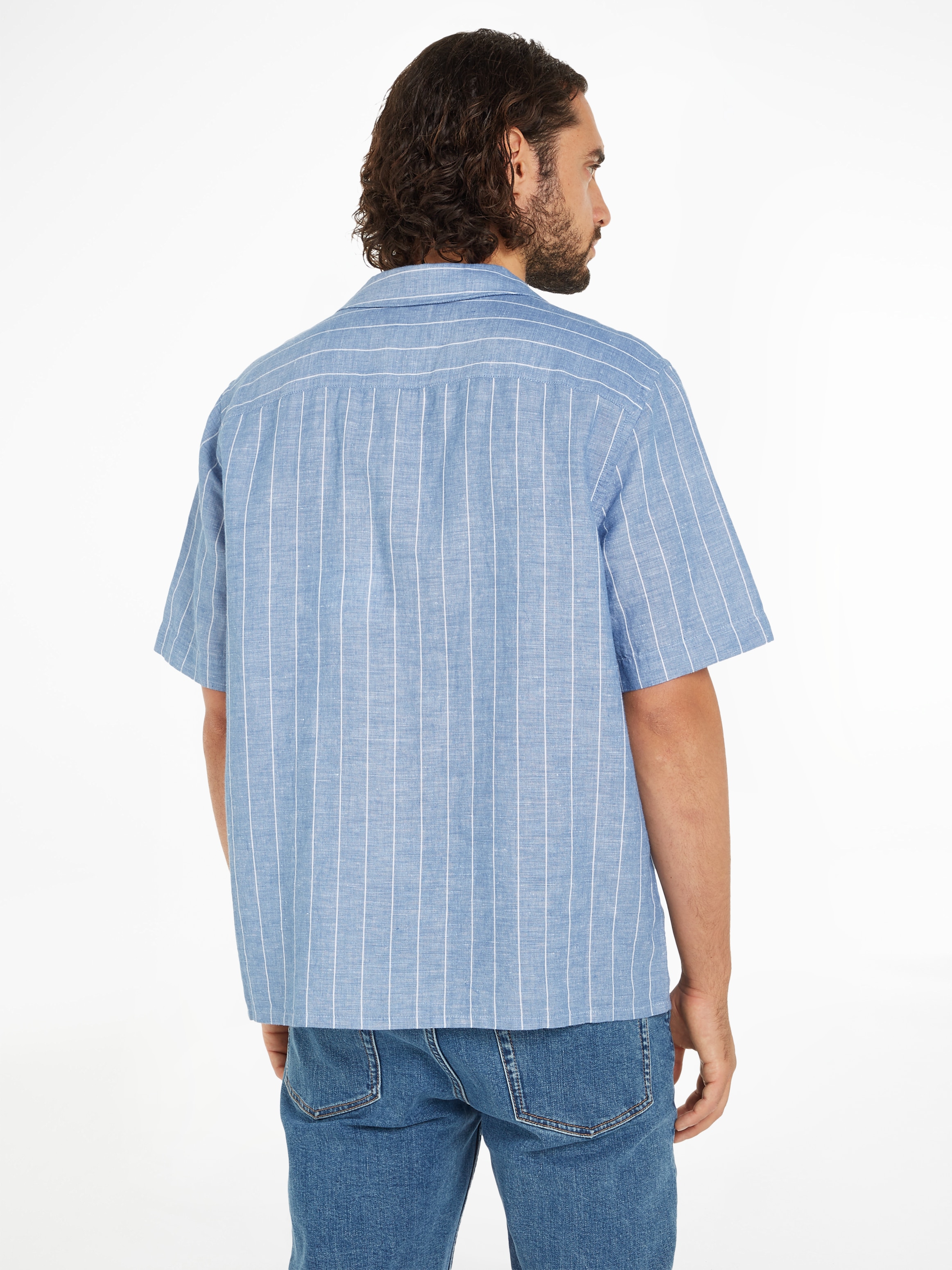Calvin Klein Kurzarmhemd »LINEN COTTON STRIPE S/S SHIRT«