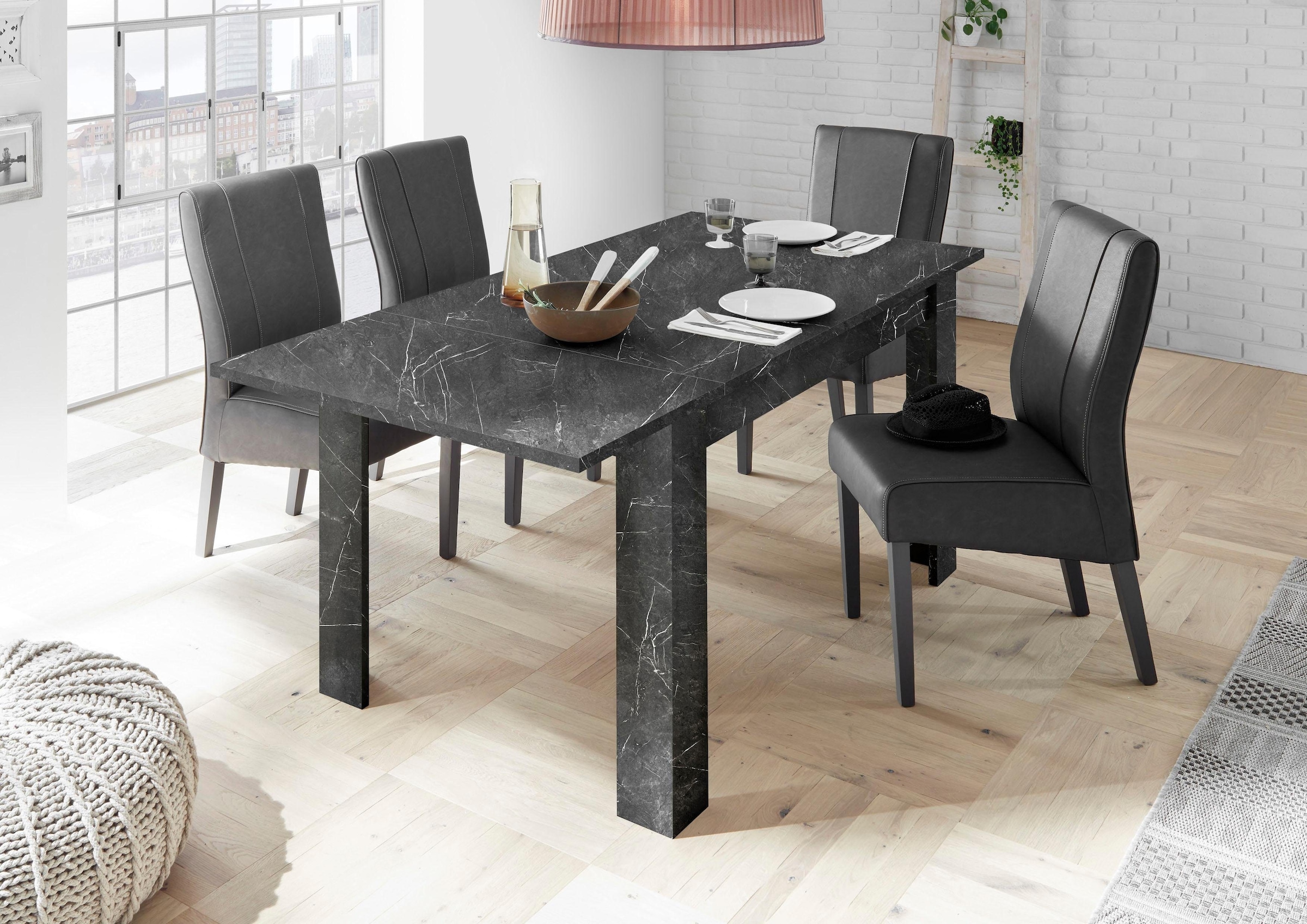Home affaire Esstisch "Carrara", Breite 137-185 cm, inkl. Ansteckplatte