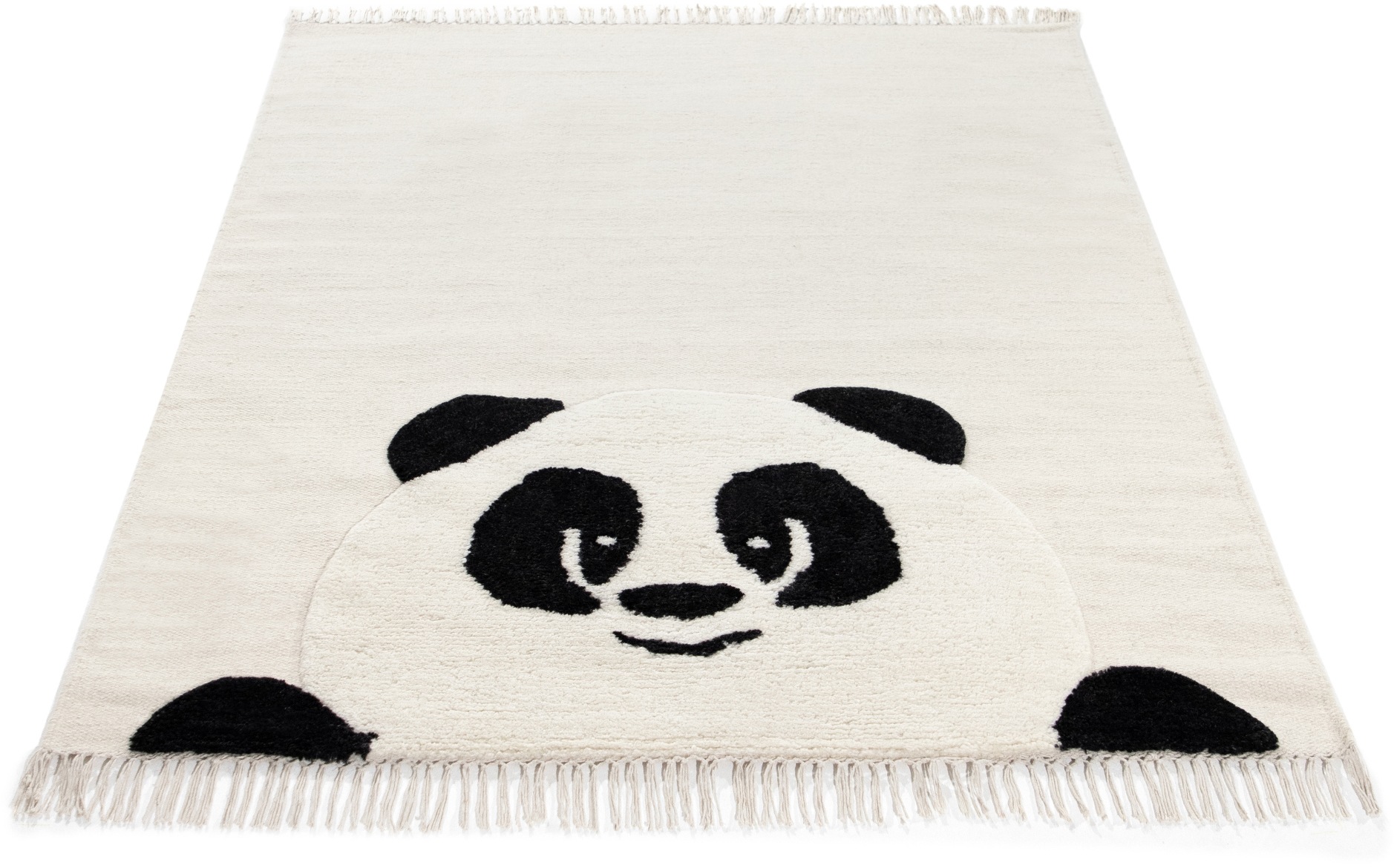 Kinderteppich CARPETFINE "Panda", creme, B:140cm H:0,6mm L:200cm, Obermaterial: 100% Wolle, Teppiche, Kinderteppich