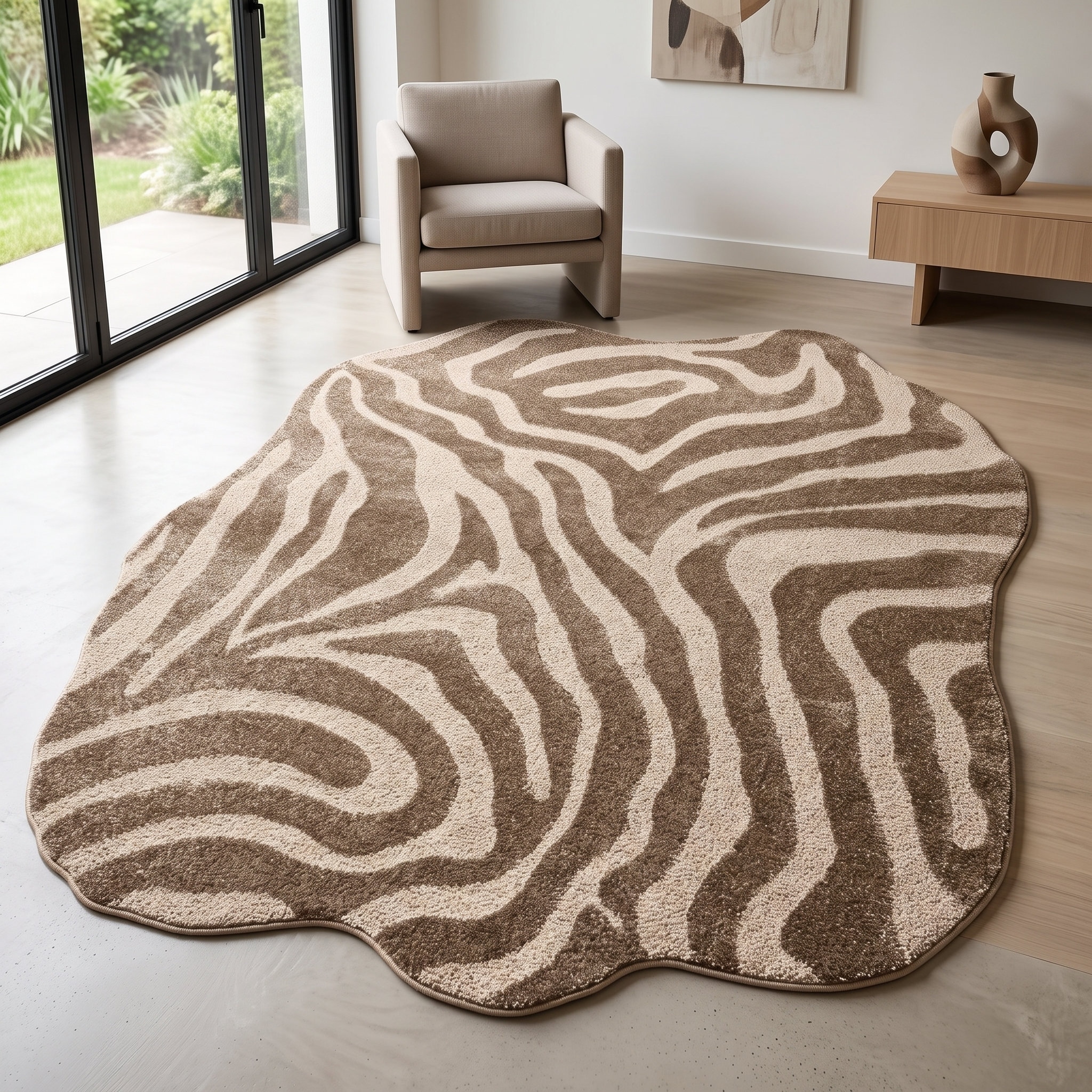 OTTO home Teppich »Zebra, besondere Form« rechteckig 12 mm Höhe Animal Print, Tiermotiv, Wohnzimmer, Schlafzimmer