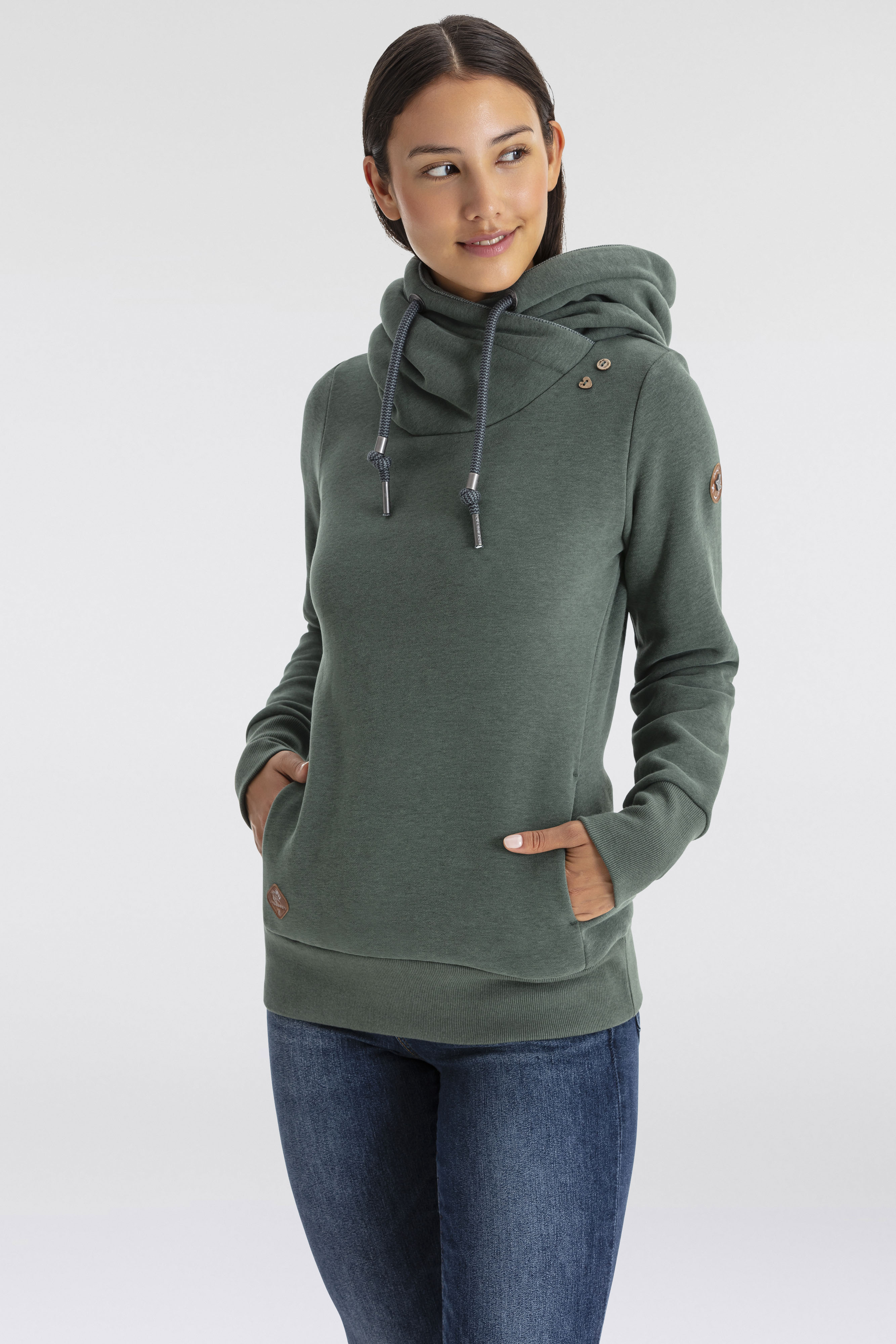 Ragwear Kapuzensweatshirt "GRIPY BUTTON O", Baumwollmischung, Kapuze