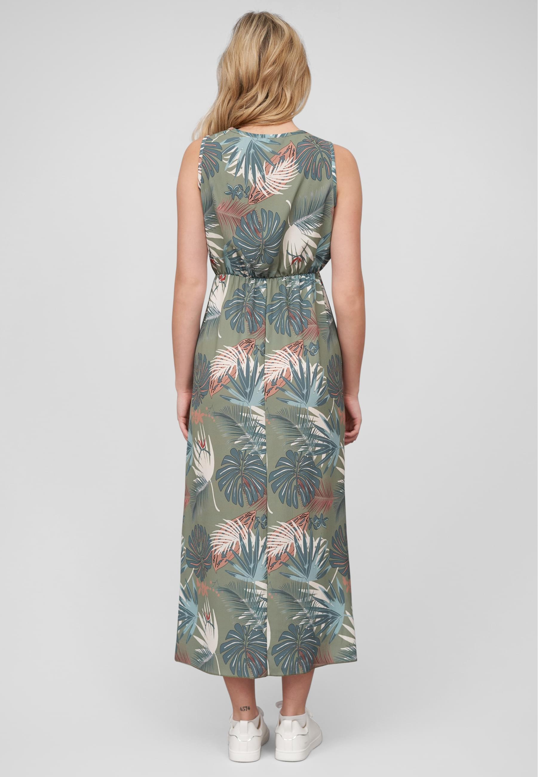 CLOUD 5IVE Shirtkleid »CLOUD 5IVE Maxi Kleid in Wickeloptik mit Tropical All Over Print« 1 Stk. tlg.