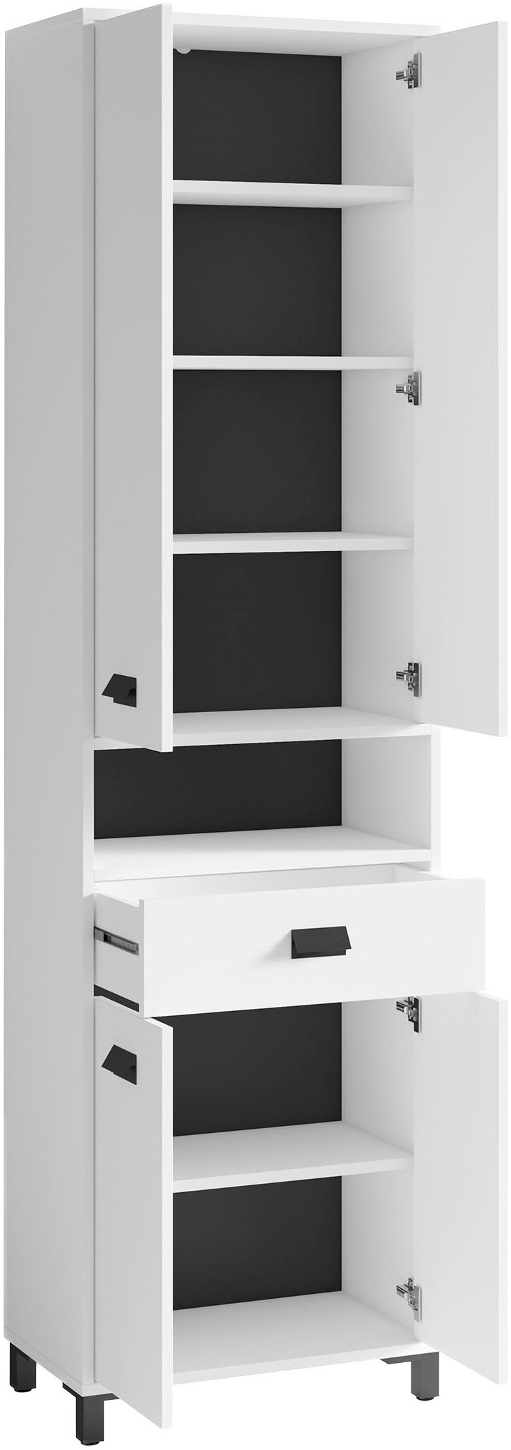 byLIVING Hochschrank »Wellness«, Badezimmer Hochschrank mit 4 Türen und Schubkasten für viel Stauraum