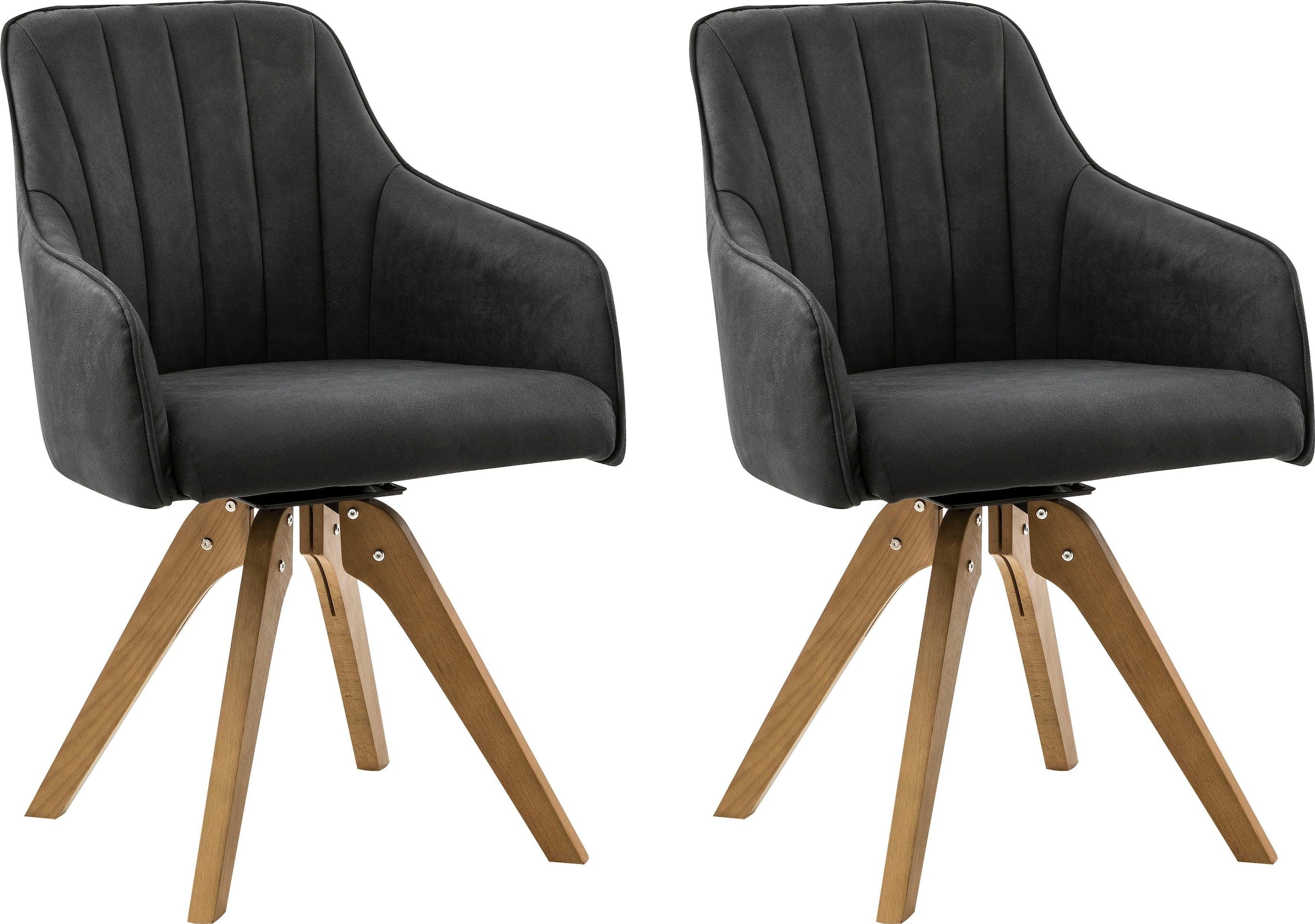 Drehstuhl HOME AFFAIRE, B:58cm H:86cm T:46cm, grau, Polyester, Esszimmer, Stühle, "Formentor", mit Rückensteppung