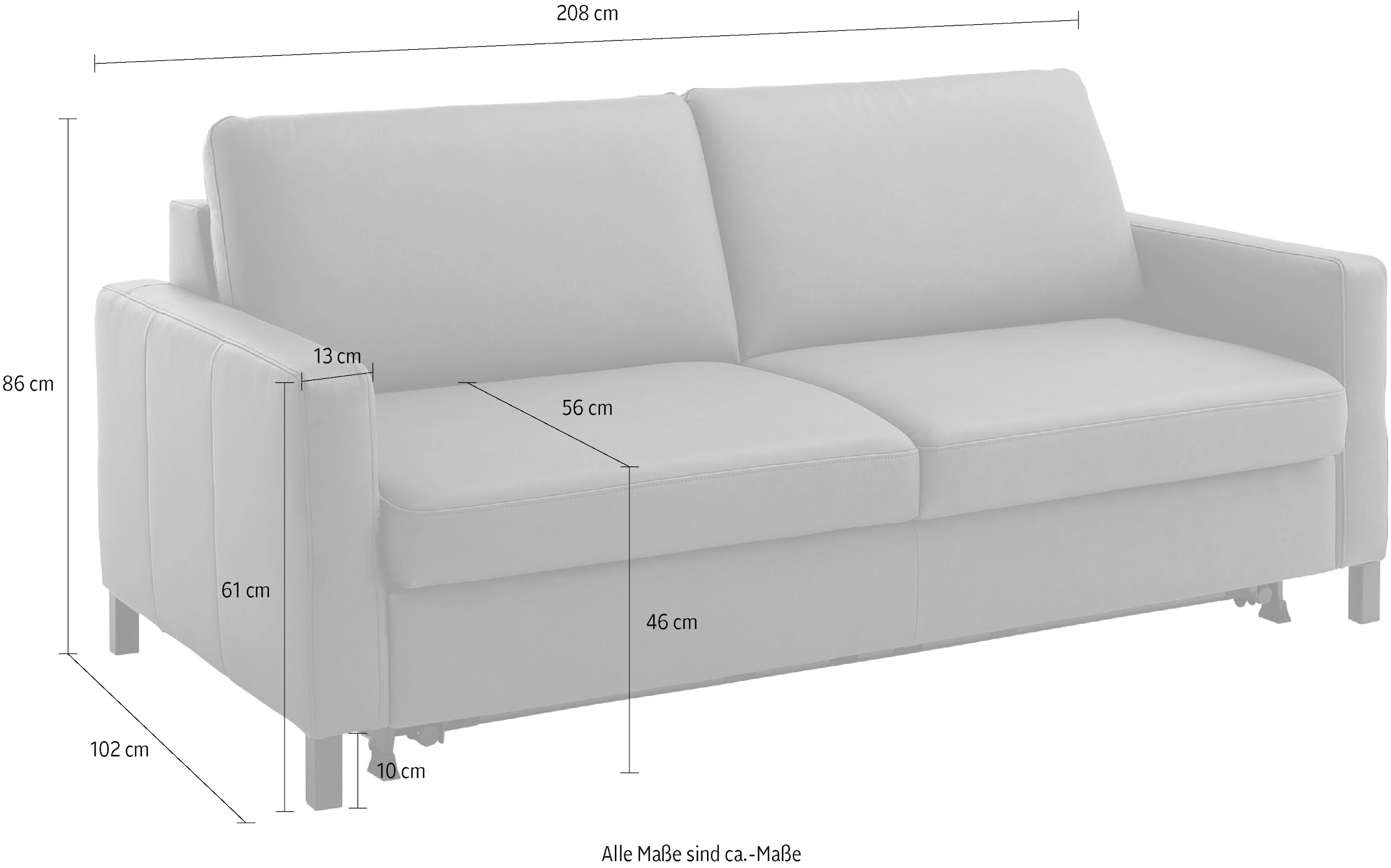 Home affaire Schlafsofa »Calestra, 3-Sitzer mit Kaltschaummatratze, Breite 208 cm«