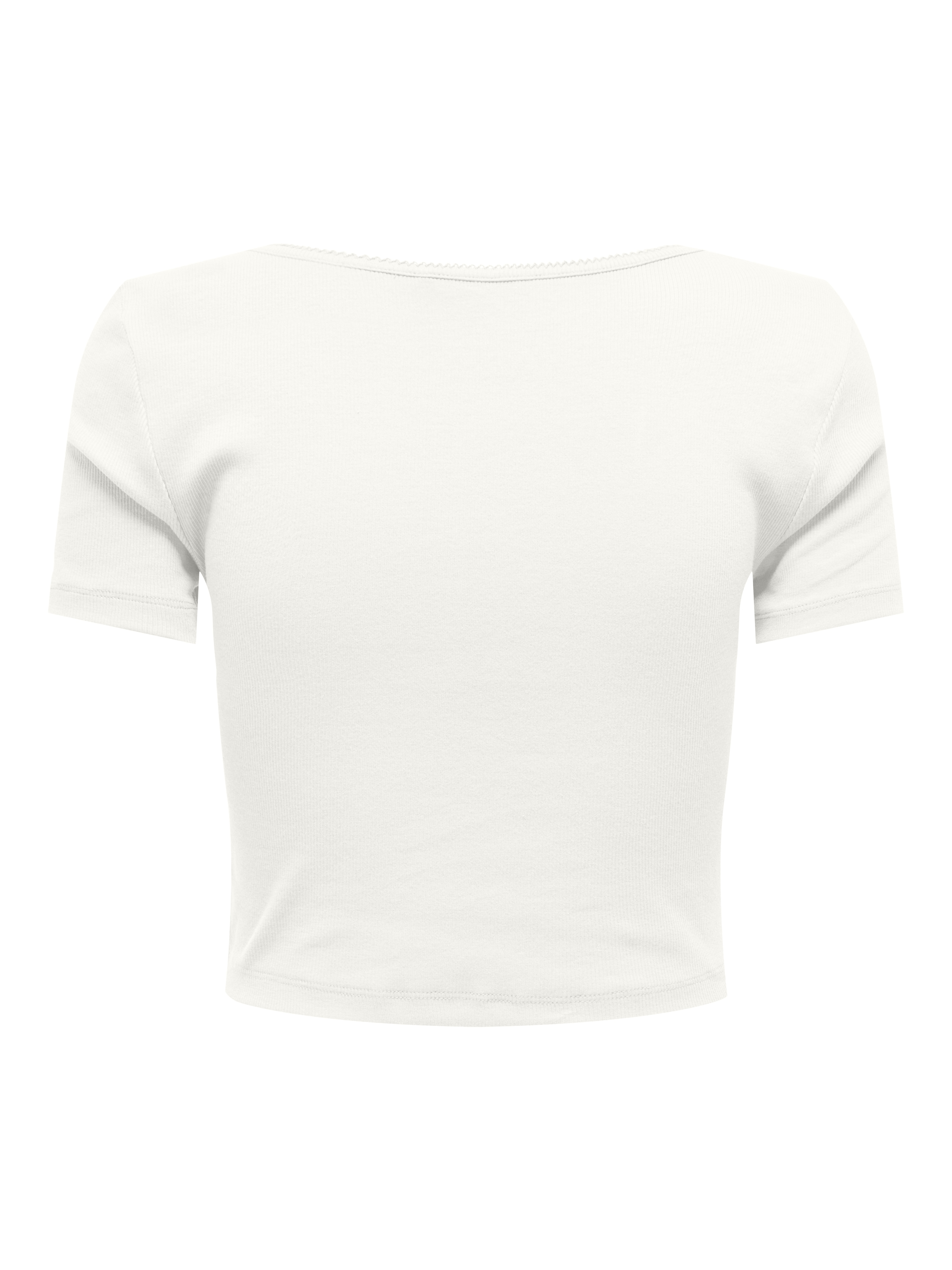 ONLY Kurzarmshirt »ONLBETTY LIFE S/S SCALLOP V-NECK CC JRS« mit Raffung am Ausschnitt