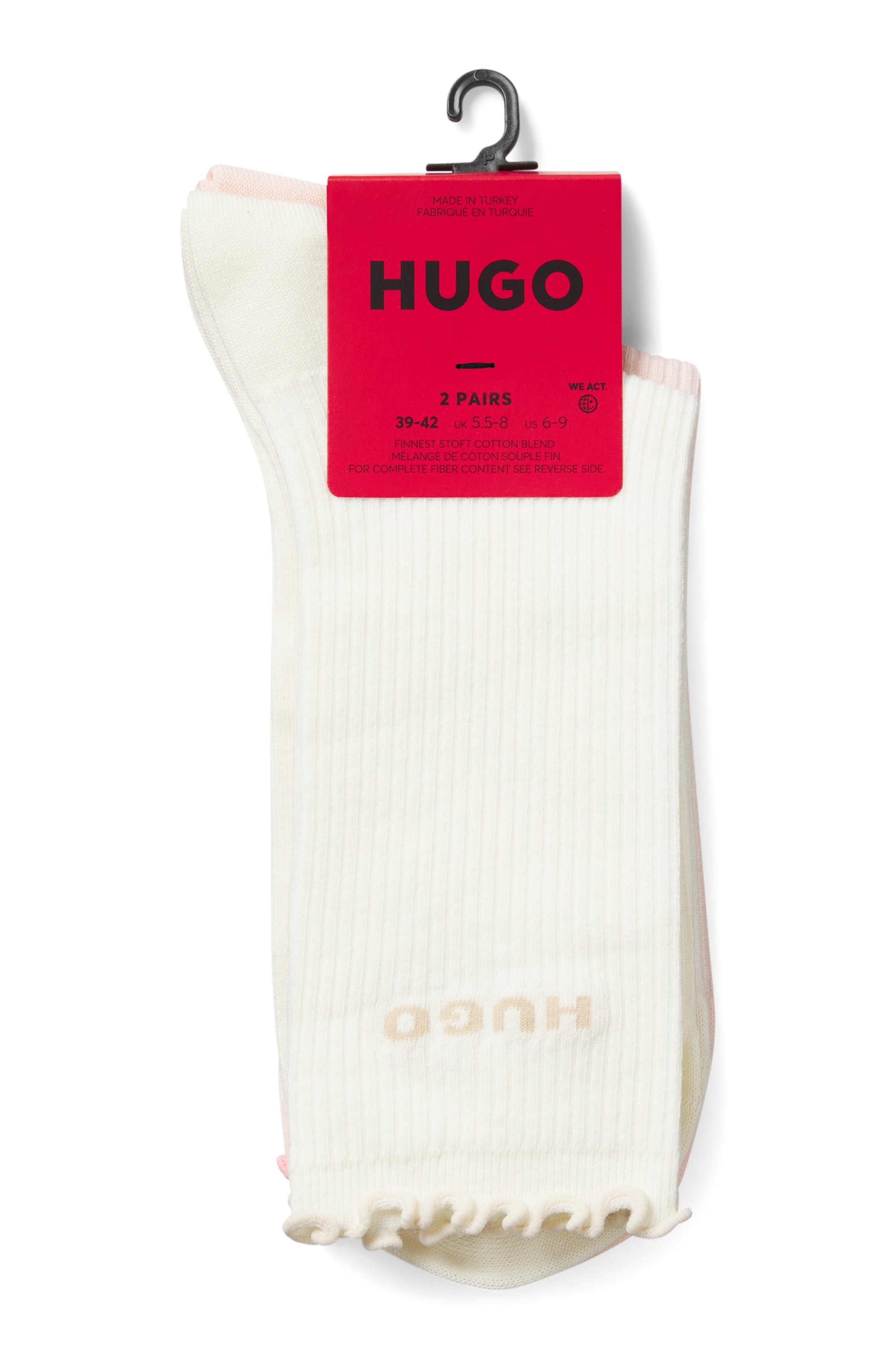 HUGO Underwear Basicsocken »2P RS LETTUCE CC W«, (2 Paar), Bund leicht gekräuselt